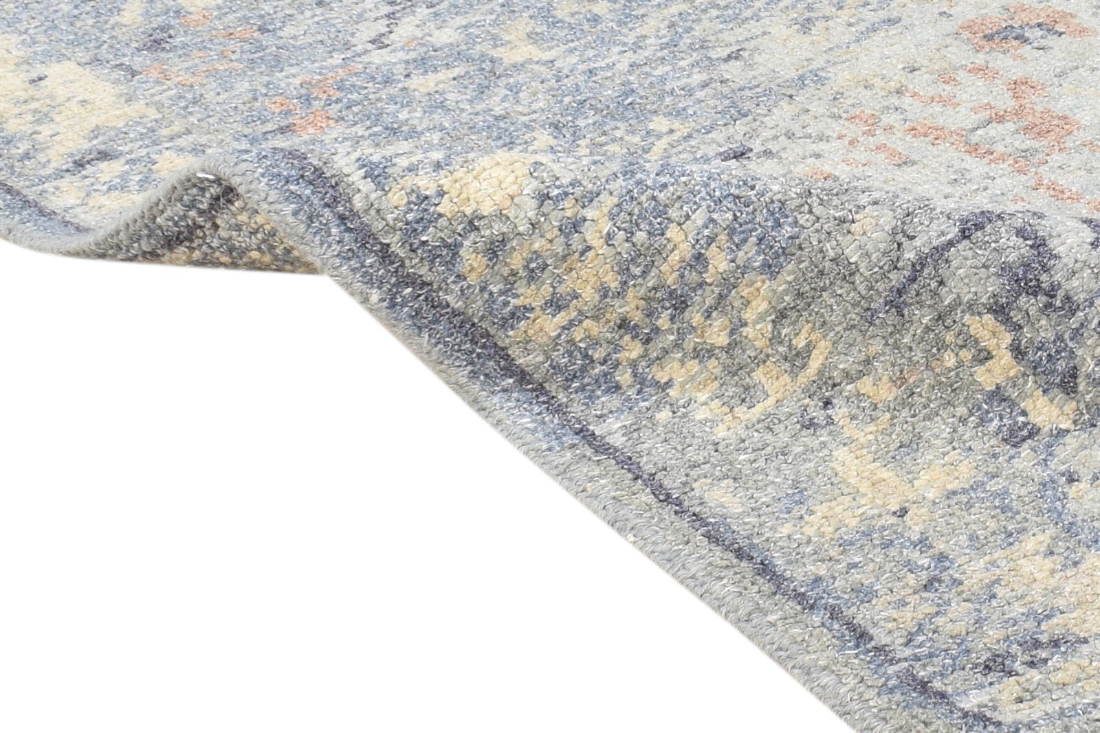 Grey Wool Silk Rug 2' X 3' Modern Hand Knotted American Abstract Small Carpet 7865050792085