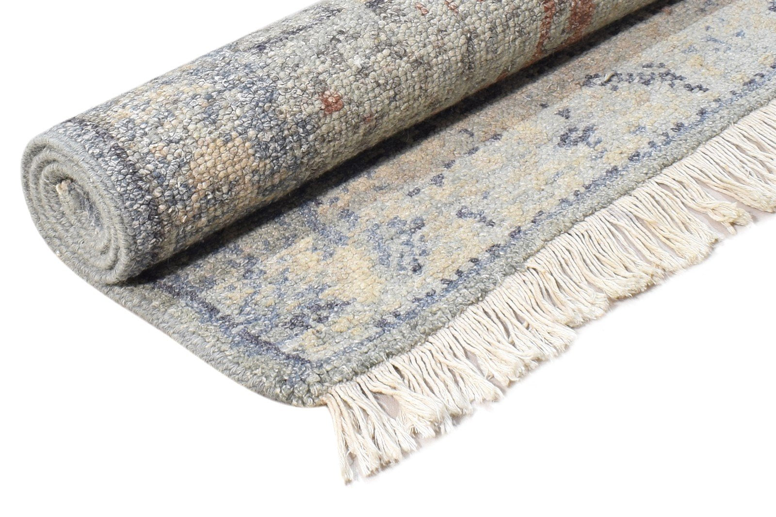 Grey Wool Silk Rug 2' X 3' Modern Hand Knotted American Abstract Small Carpet 7865050792085