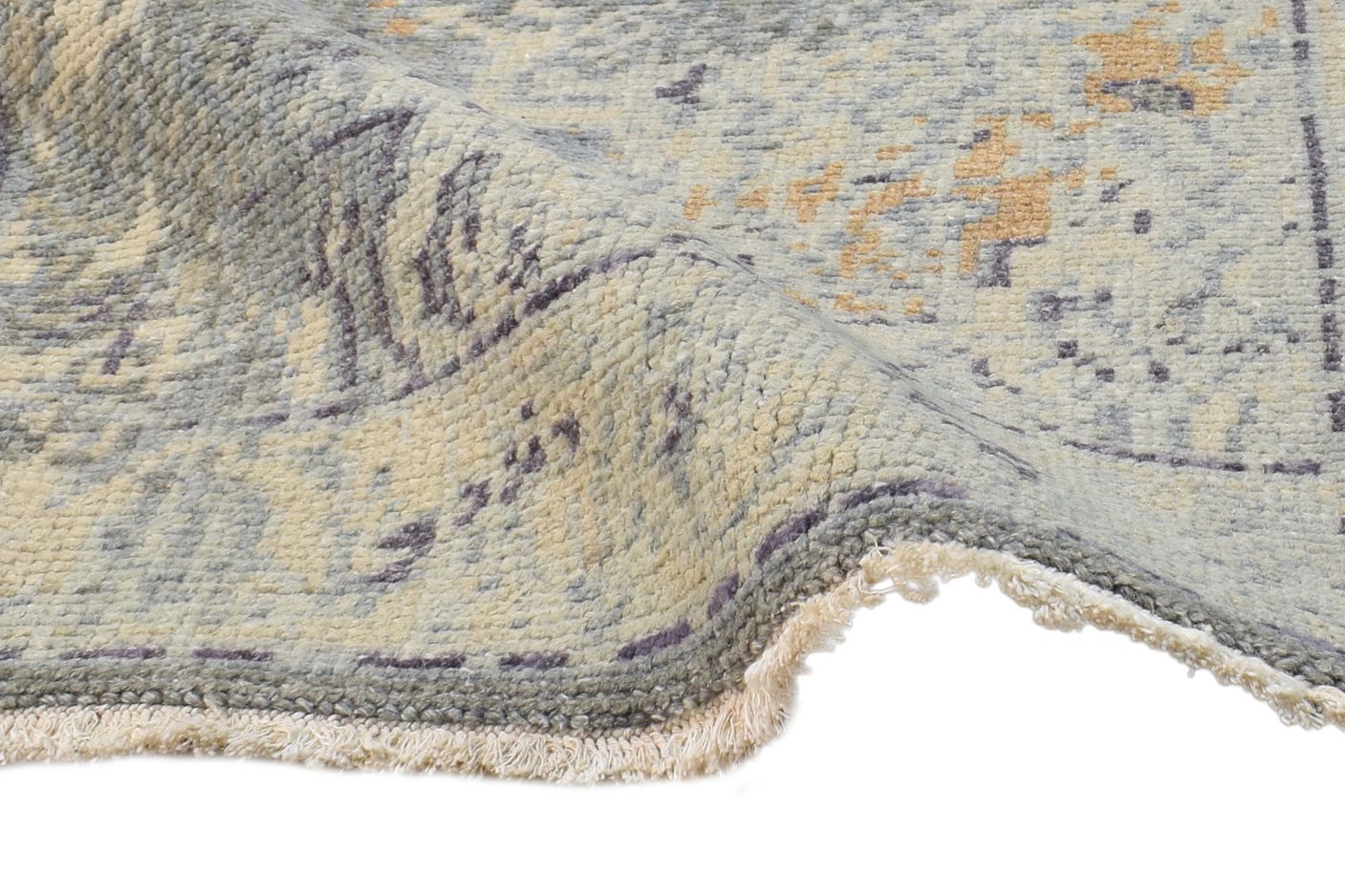 Grey Wool Silk Rug 2' X 3' Modern Hand Knotted American Abstract Small Carpet 7865121079445