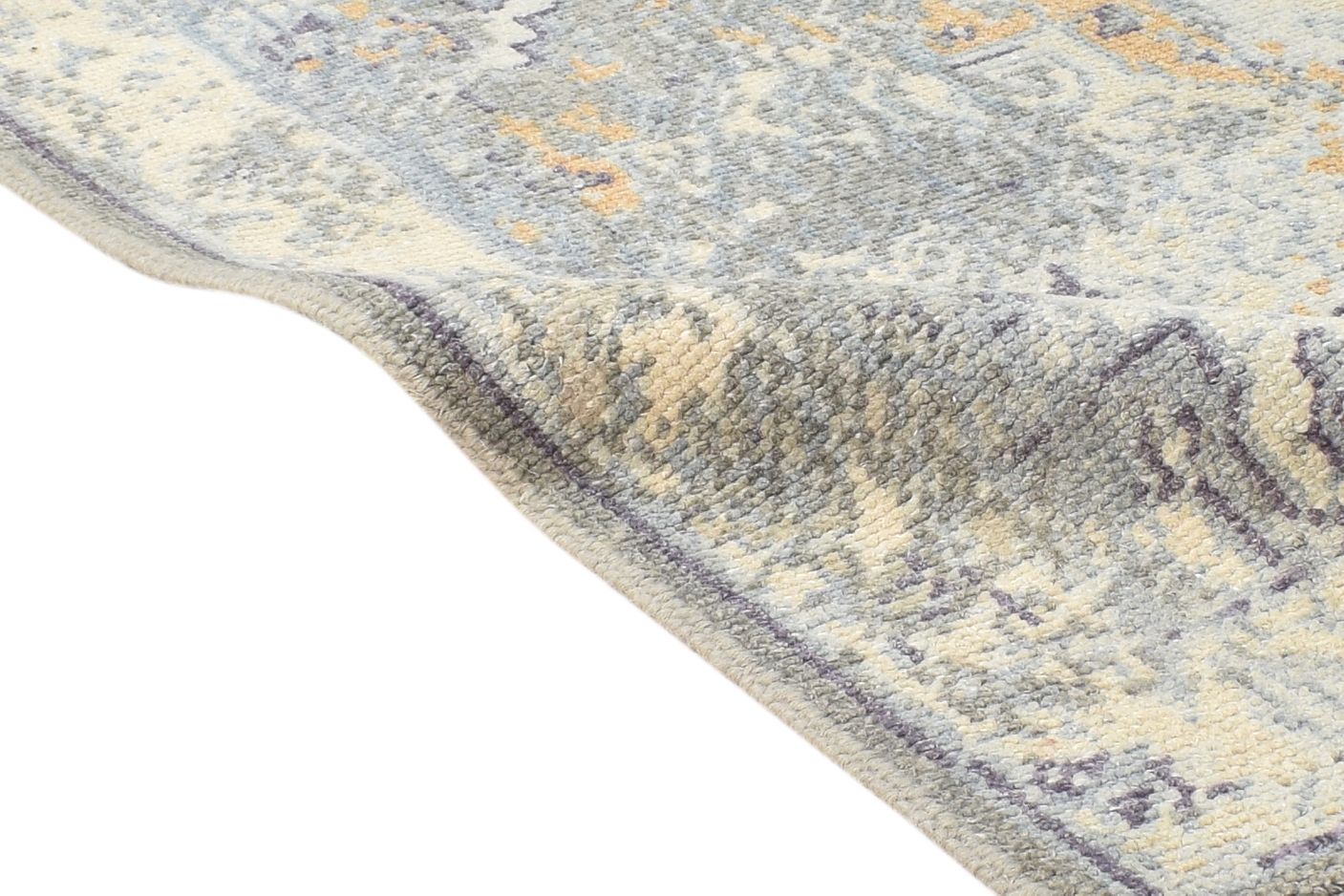 Grey Wool Silk Rug 2' X 3' Modern Hand Knotted American Abstract Small Carpet 7865121079445