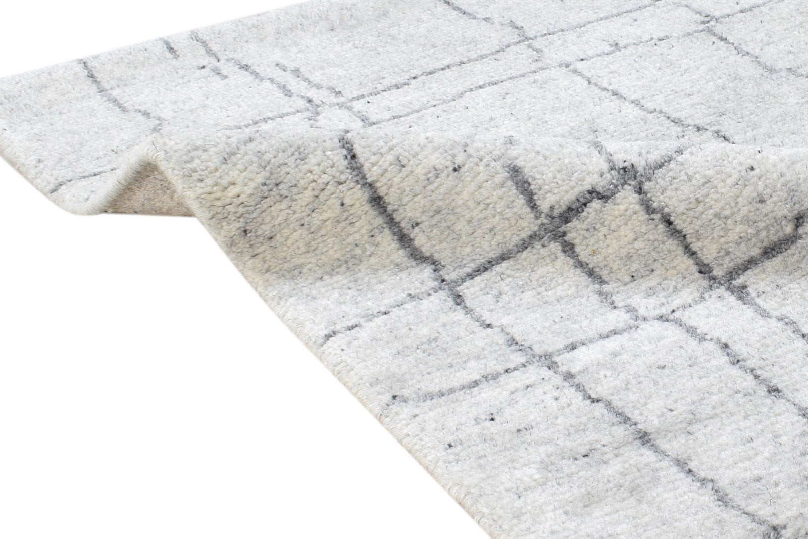 Grey Wool Silk Rug 2' X 3' Shag Hand Knotted Moroccan Diamond Small Carpet 7864622710933