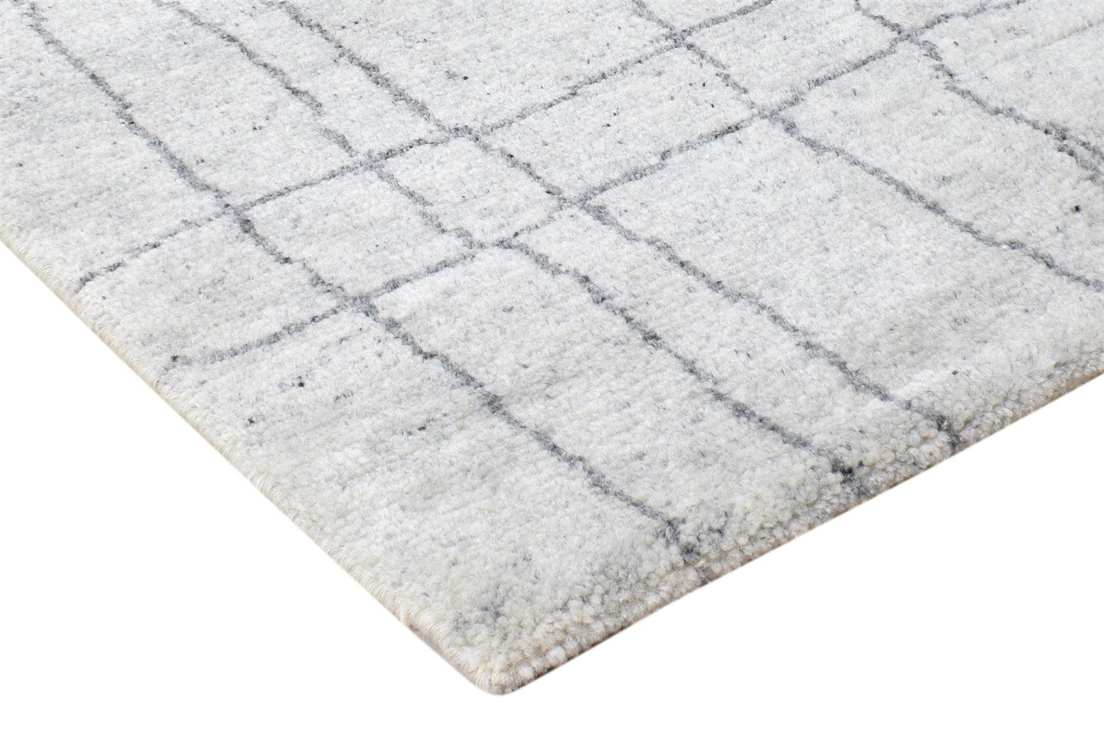Grey Wool Silk Rug 2' X 3' Shag Hand Knotted Moroccan Diamond Small Carpet 7864622710933