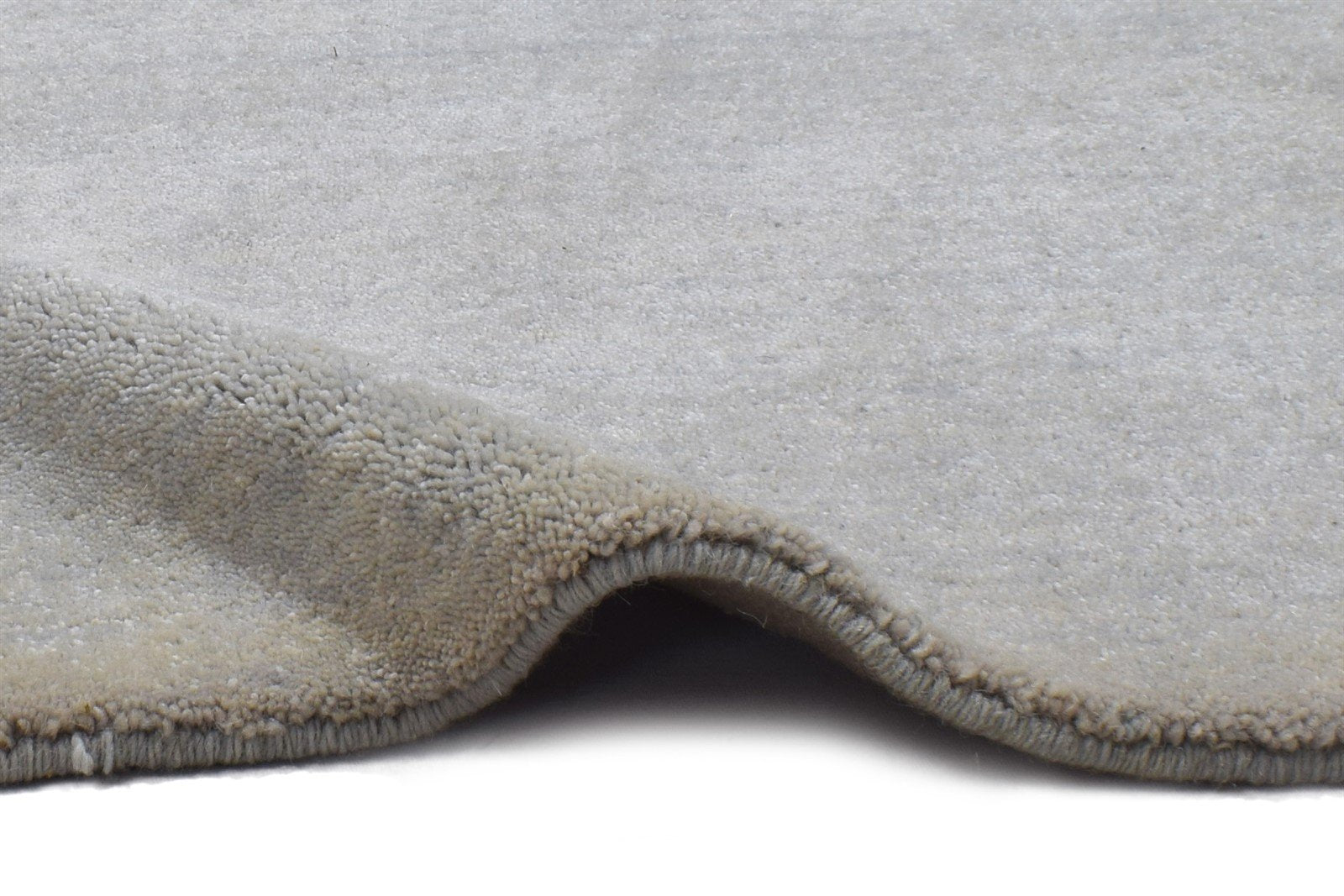 Grey Wool / Silk Rug 2X2 Modern Hand Knotted Scandinavian Solid Small Carpet 7864131649685