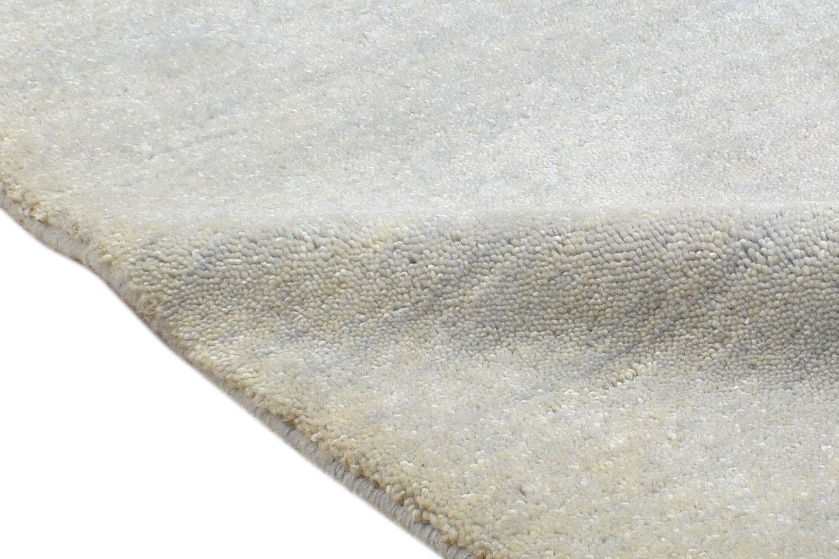 Grey Wool / Silk Rug 2X2 Modern Hand Knotted Scandinavian Solid Small Carpet 7864131649685