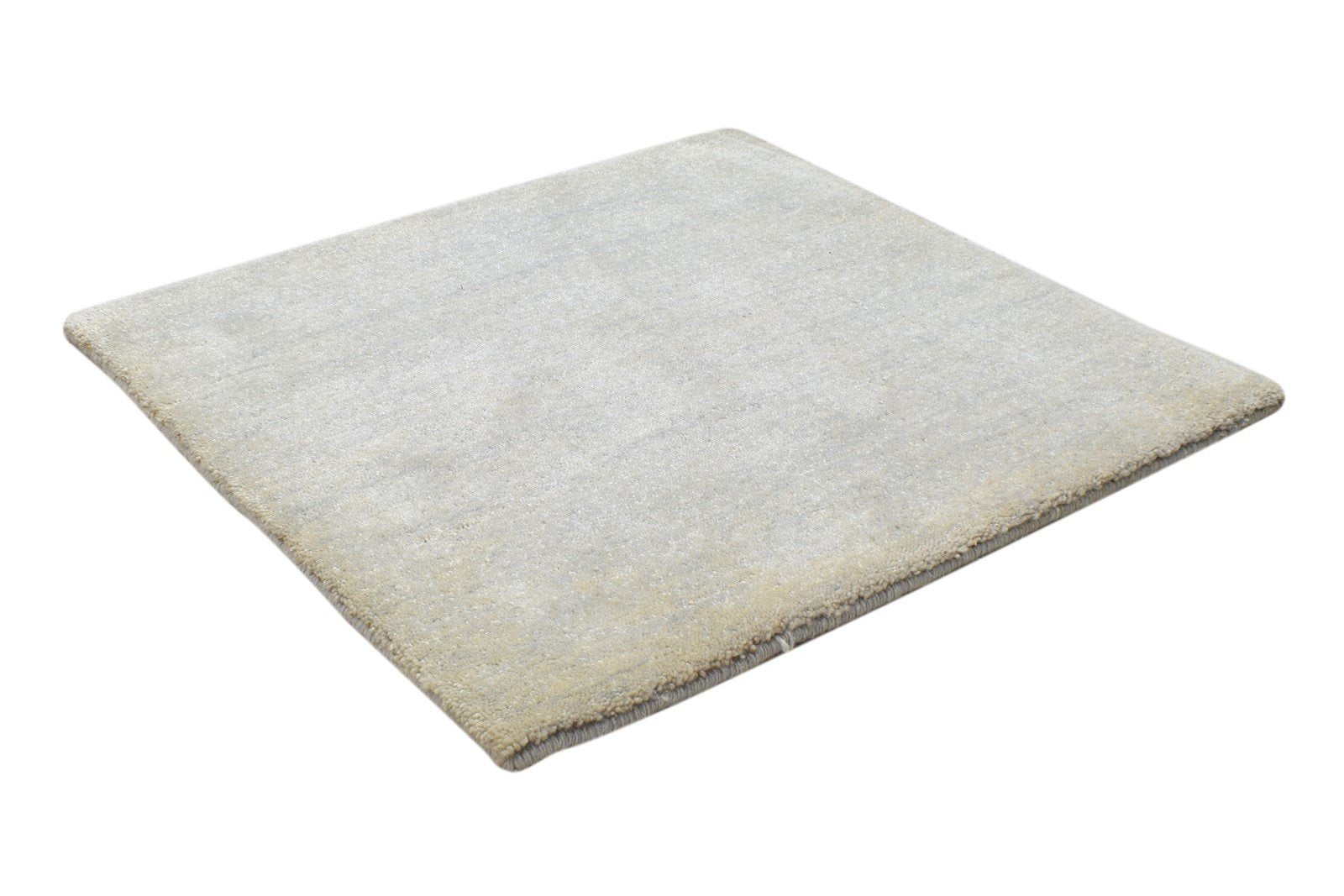 Grey Wool / Silk Rug 2X2 Modern Hand Knotted Scandinavian Solid Small Carpet 7864131649685