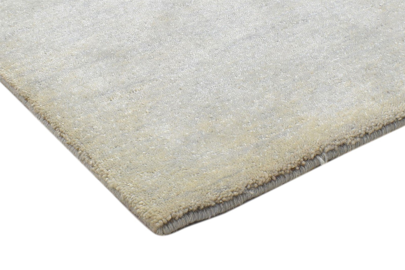 Grey Wool / Silk Rug 2X2 Modern Hand Knotted Scandinavian Solid Small Carpet 7864131649685