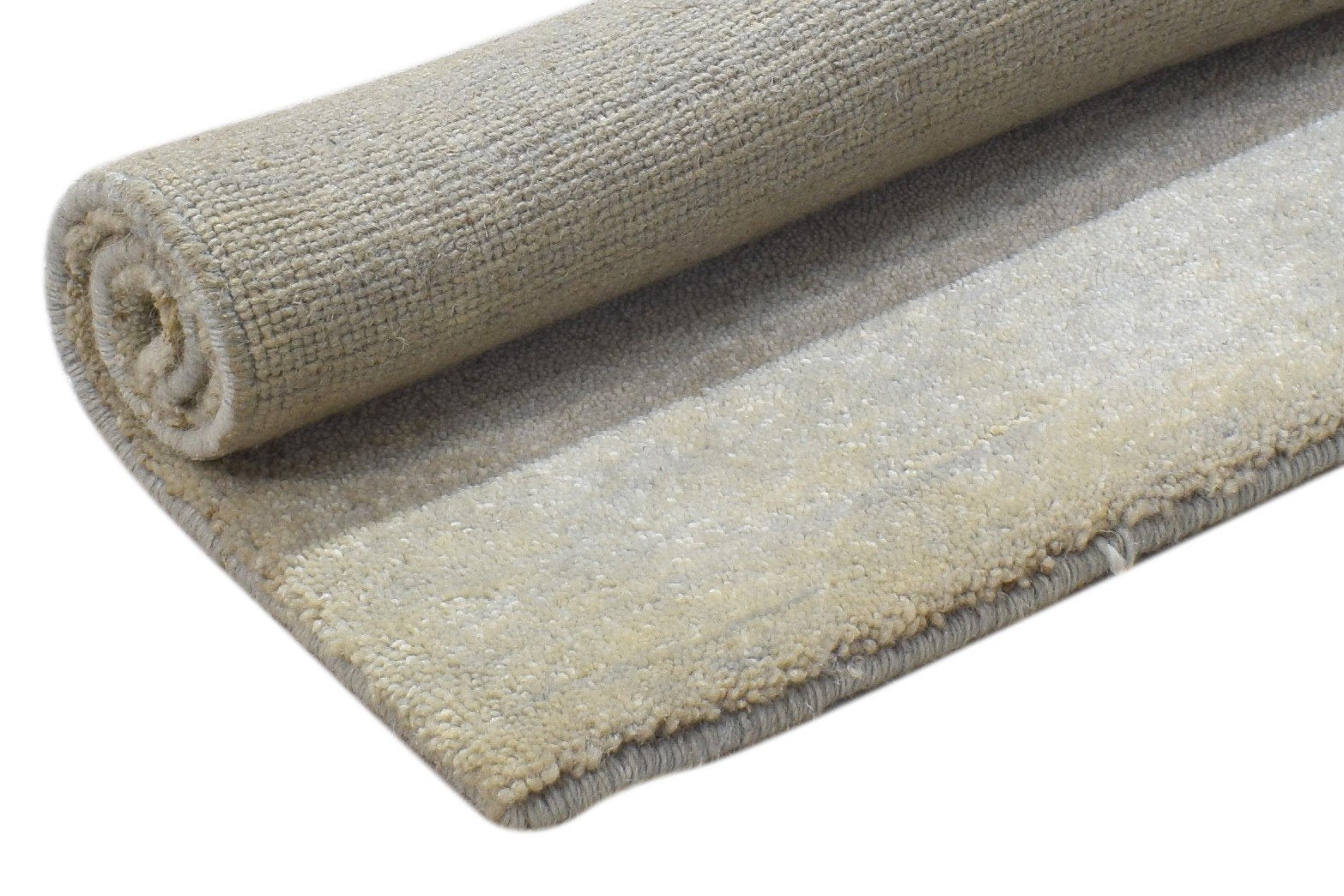 Grey Wool / Silk Rug 2X2 Modern Hand Knotted Scandinavian Solid Small Carpet 7864131649685