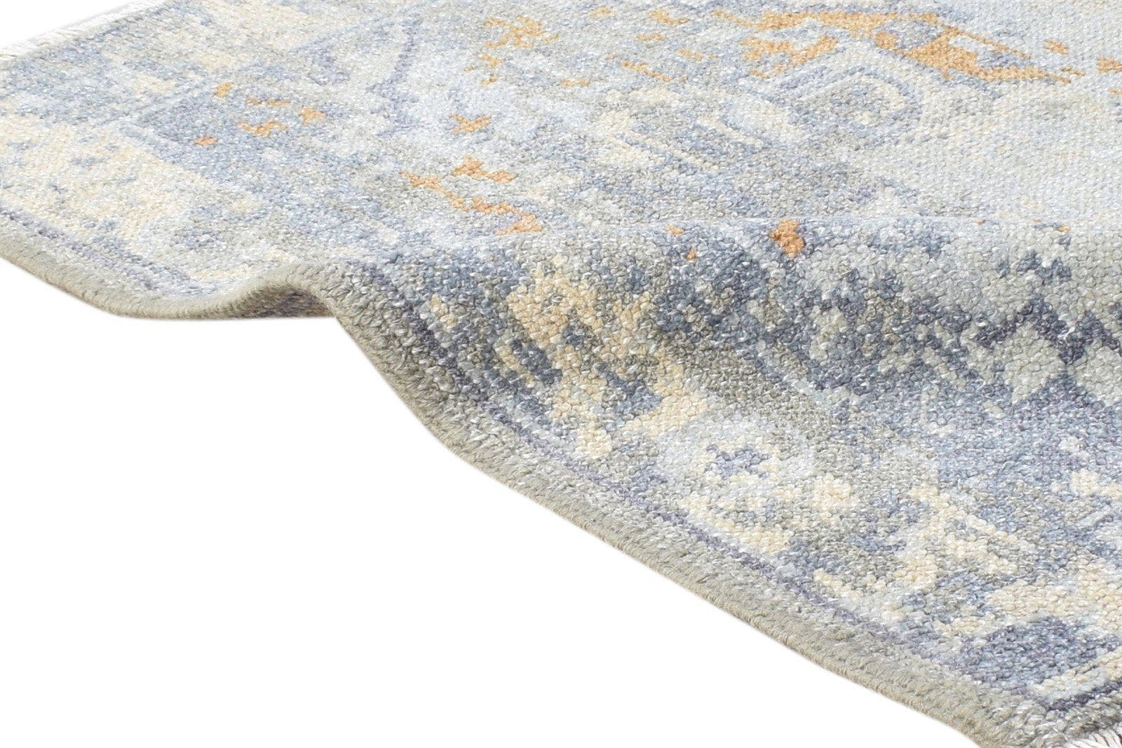 Grey Wool Silk Rug 2X3 Modern Hand Knotted Heriz-Indian Abstract Small Carpet 7865143984277