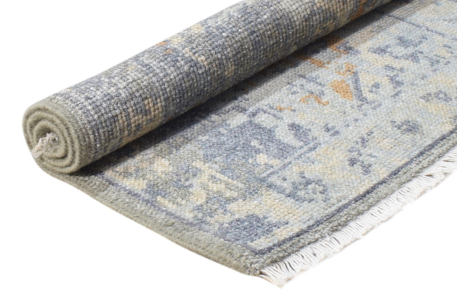 Grey Wool Silk Rug 2X3 Modern Hand Knotted Heriz-Indian Abstract Small Carpet 7865143984277