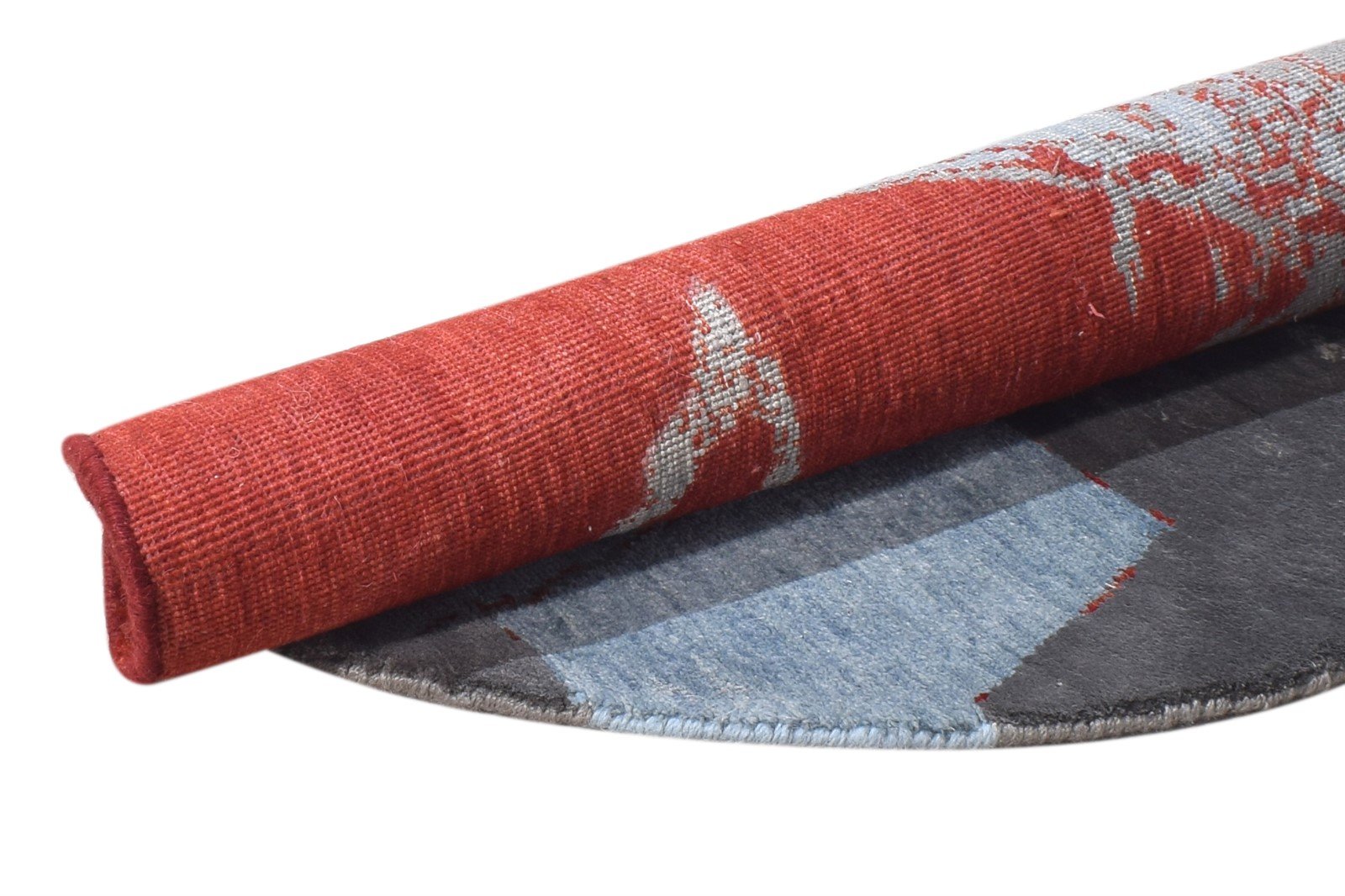 Grey Wool / Silk Rug 3' X 3' Modern Hand Knotted Indian Abstract Small Round 7864587223189