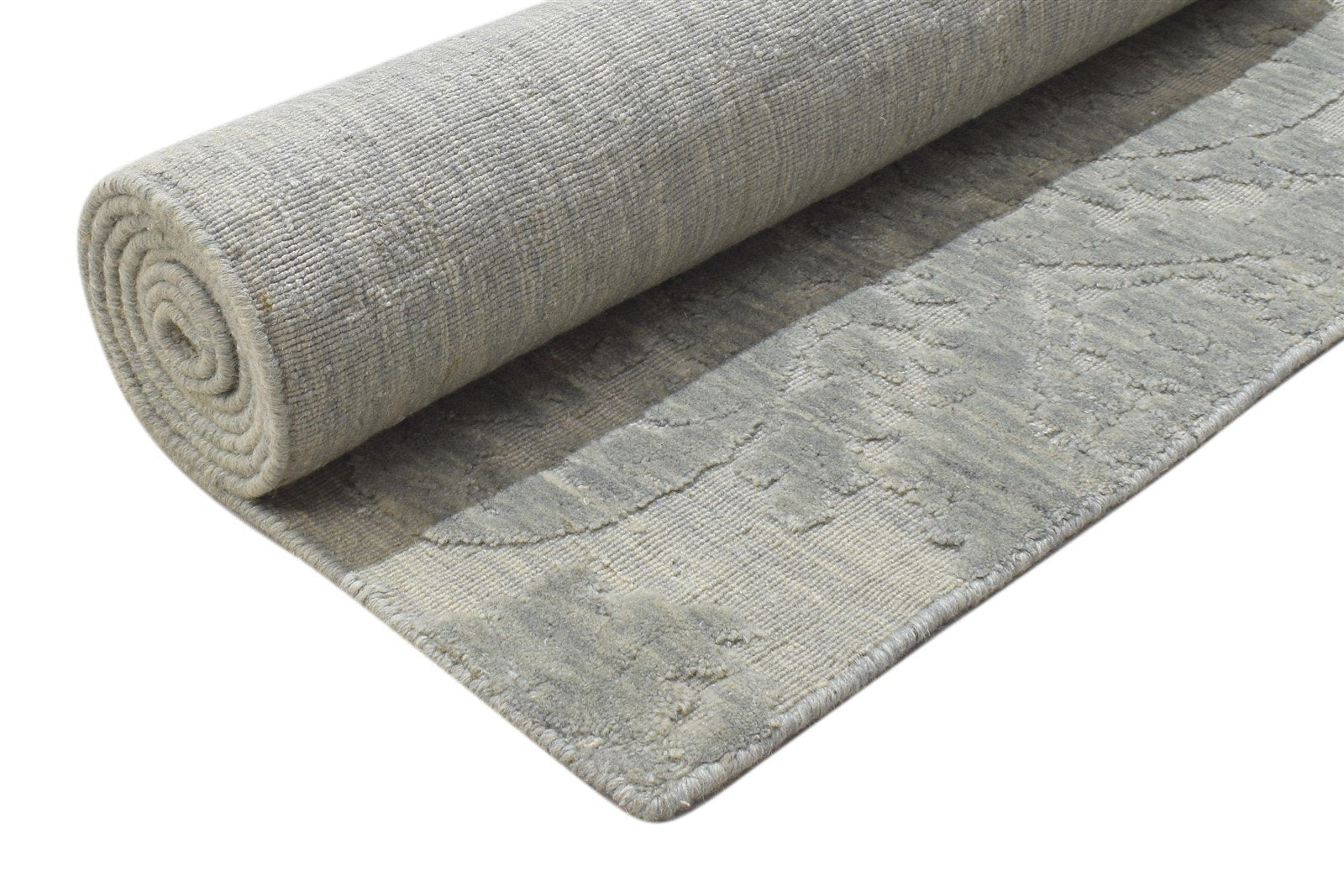 Grey Wool Silk Rug 3' X 8' Modern Jacquard Loom French Damask Small Runner 7864146690197