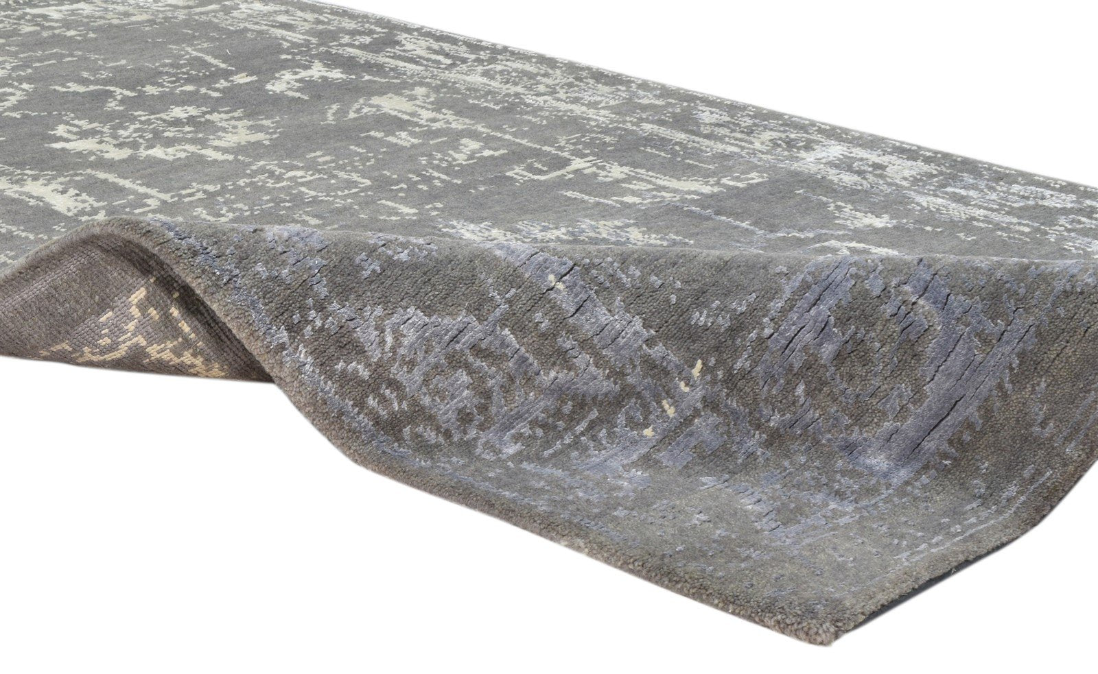 Grey Wool / Silk Rug 4X6 Modern Hand Knotted Oushak Distressed Room Size Carpet 7864082858133