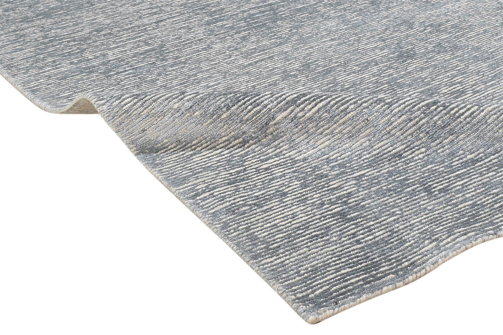 Grey Wool / Silk Rug 4X6 Modern Hand Knotted Scandinavian Solid Room Size 7864171200661