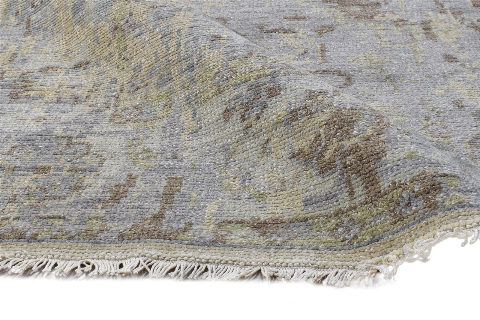 Grey Wool Silk Rug 5X8 Modern Hand Knotted American Abstract Room Size Carpet 7865145655445