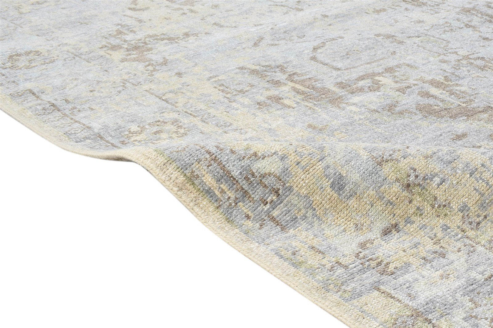 Grey Wool Silk Rug 5X8 Modern Hand Knotted American Abstract Room Size Carpet 7865145655445