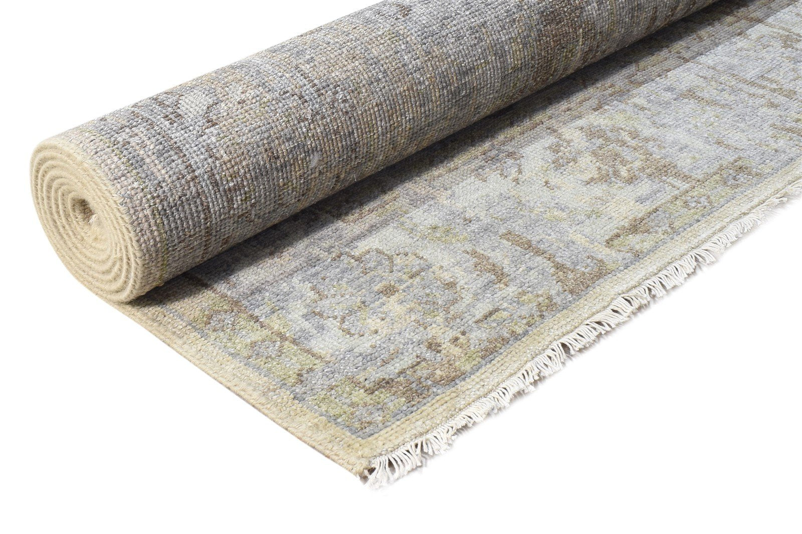 Grey Wool Silk Rug 5X8 Modern Hand Knotted American Abstract Room Size Carpet 7865145655445