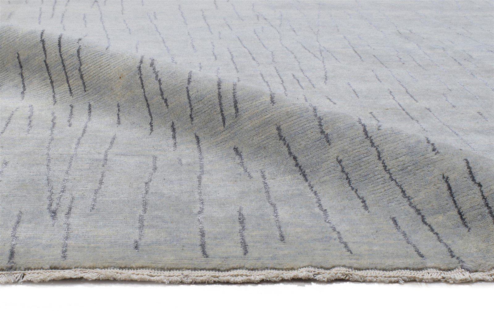 Grey Wool / Silk Rug 5X8 Modern Hand Knotted Scandinavian Abstract Room Size 7864156651669