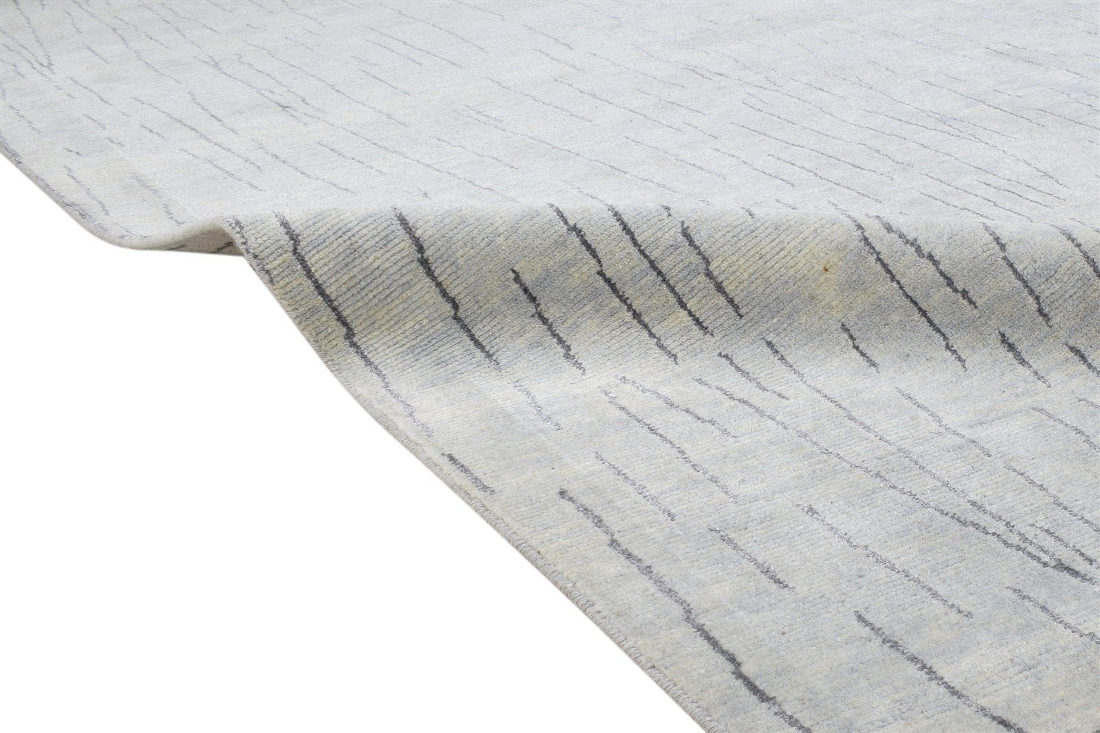Grey Wool / Silk Rug 5X8 Modern Hand Knotted Scandinavian Abstract Room Size 7864156651669