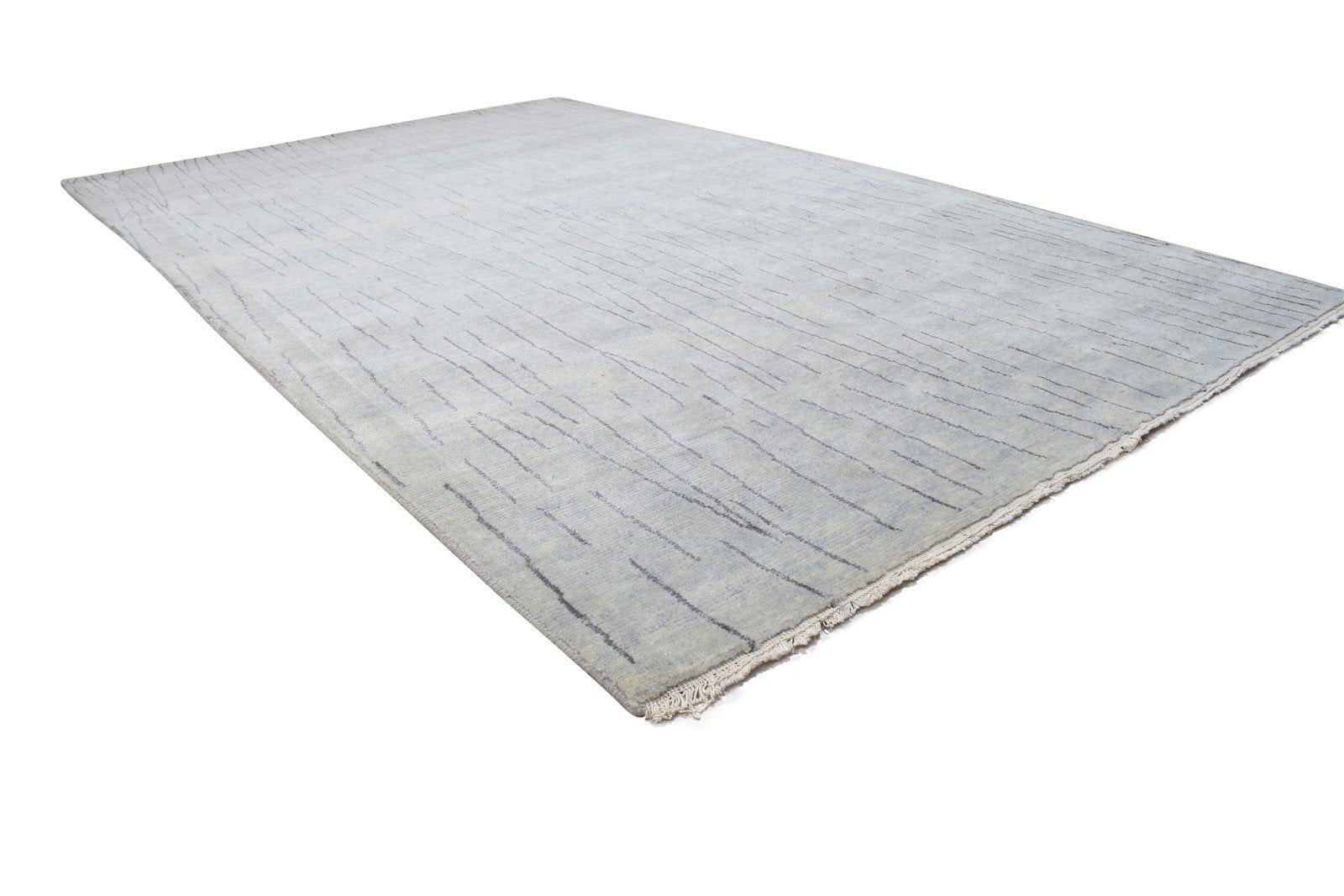 Grey Wool / Silk Rug 5X8 Modern Hand Knotted Scandinavian Abstract Room Size 7864156651669