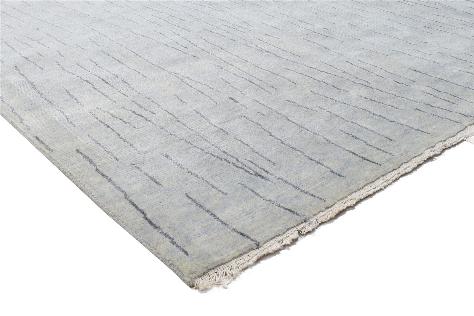 Grey Wool / Silk Rug 5X8 Modern Hand Knotted Scandinavian Abstract Room Size 7864156651669
