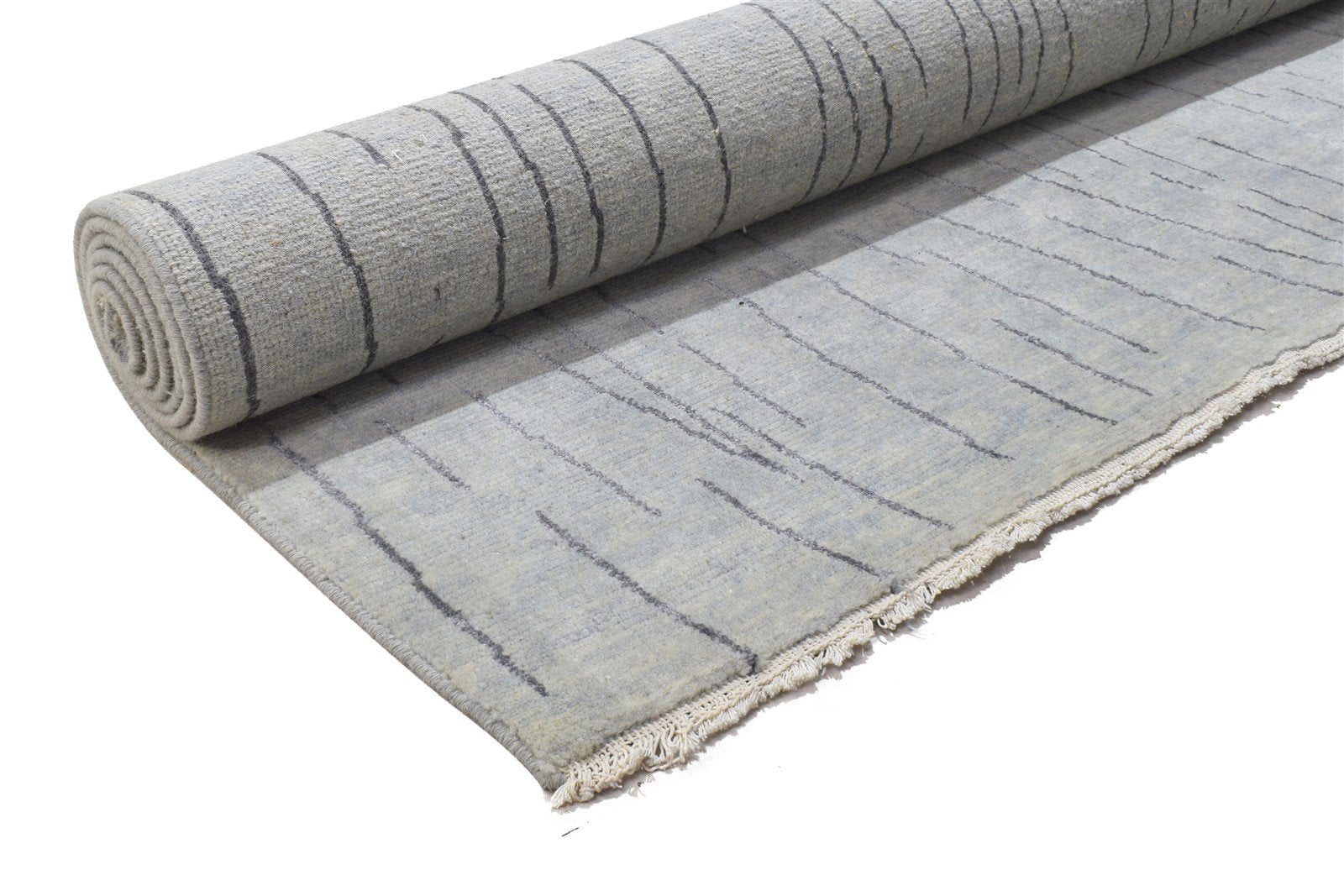 Grey Wool / Silk Rug 5X8 Modern Hand Knotted Scandinavian Abstract Room Size 7864156651669