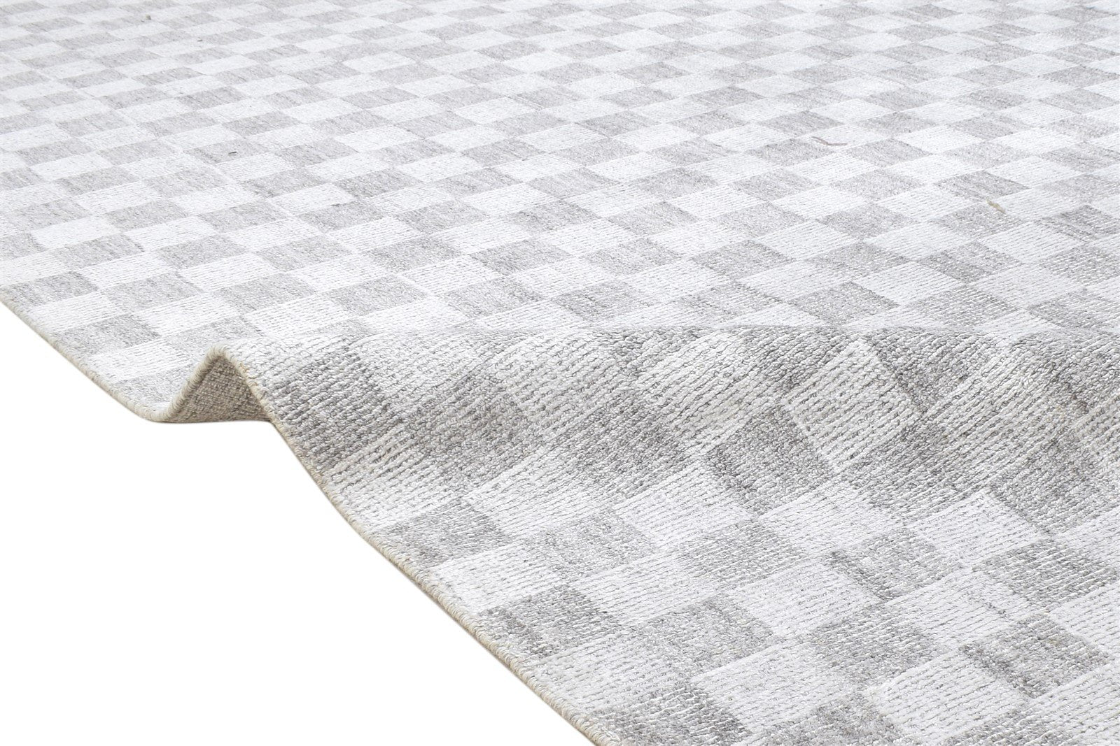 Grey Wool / Silk Rug 5X8 Modern Handloom Scandinavian Geometric Room Size 7864225759381