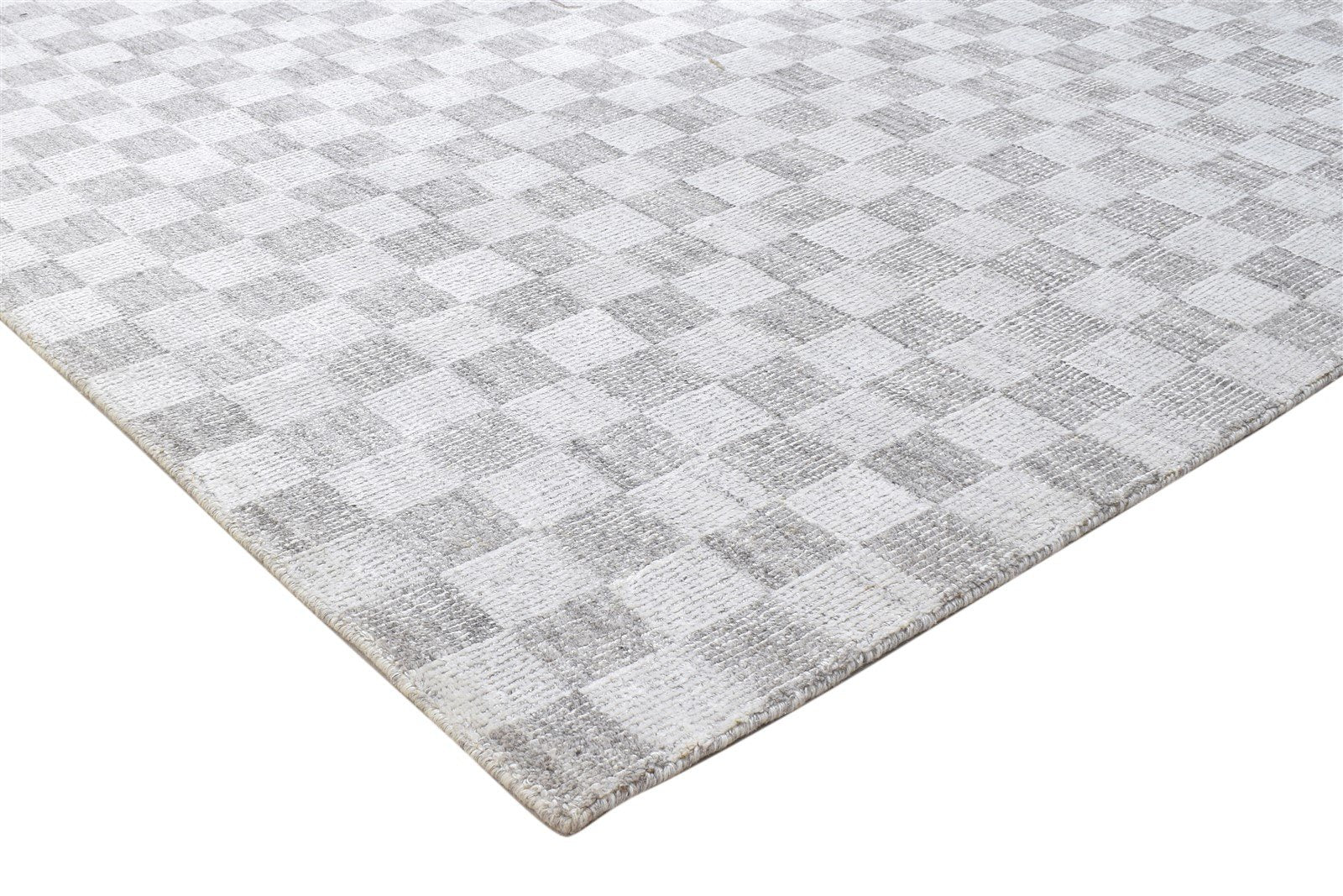 Grey Wool / Silk Rug 5X8 Modern Handloom Scandinavian Geometric Room Size 7864225759381