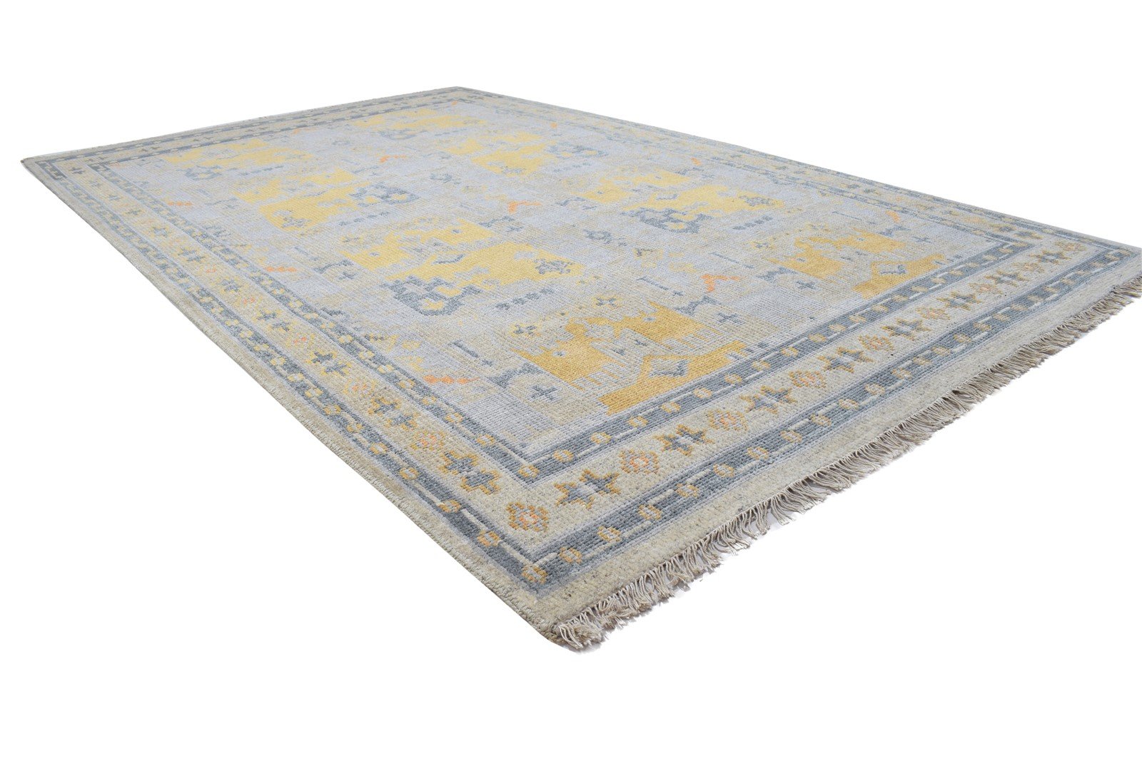 Grey Wool / Silk Rug 5X8 Persian Hand Knotted Oushak Oriental Room Size Carpet 7864157241493