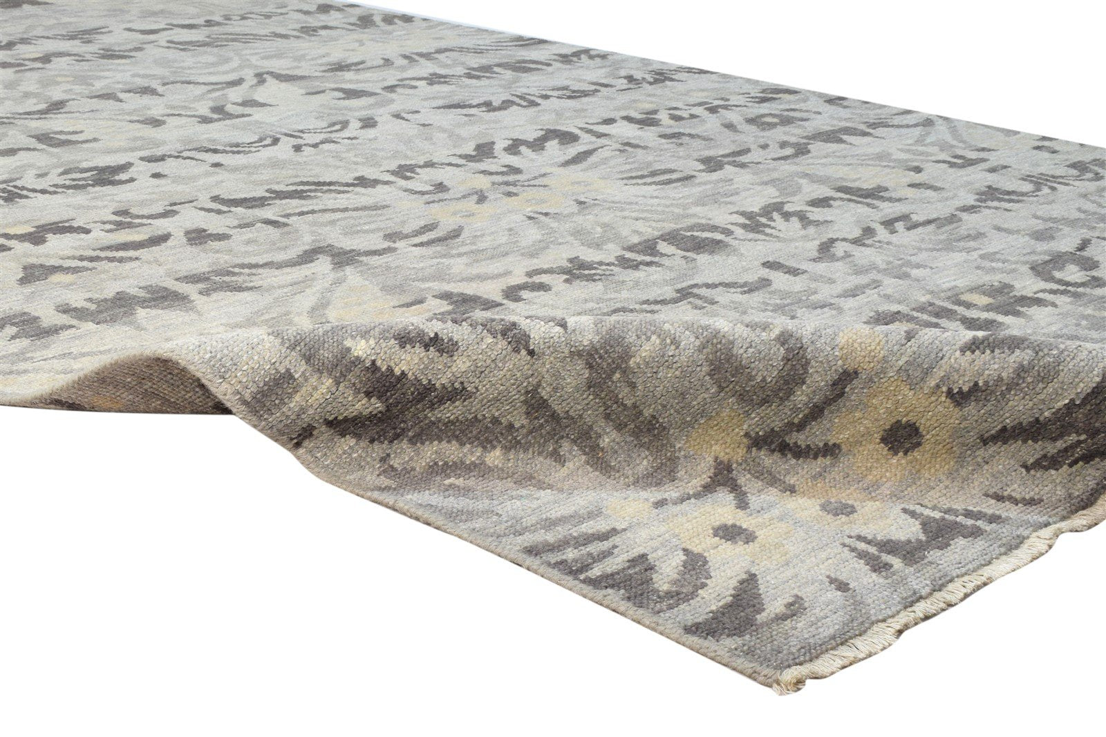 Grey Wool Silk Rug 6' X 9' Modern Hand Knotted Indian Floral Room Size Carpet 7864081711253