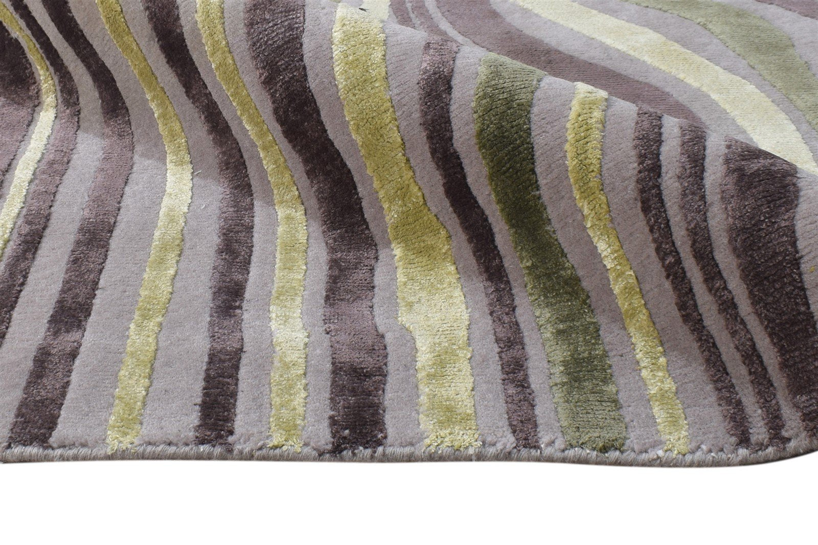 Grey Wool / Silk Rug 6X9 Modern Hand Knotted American Swirls Room Size Carpet 7865066979477