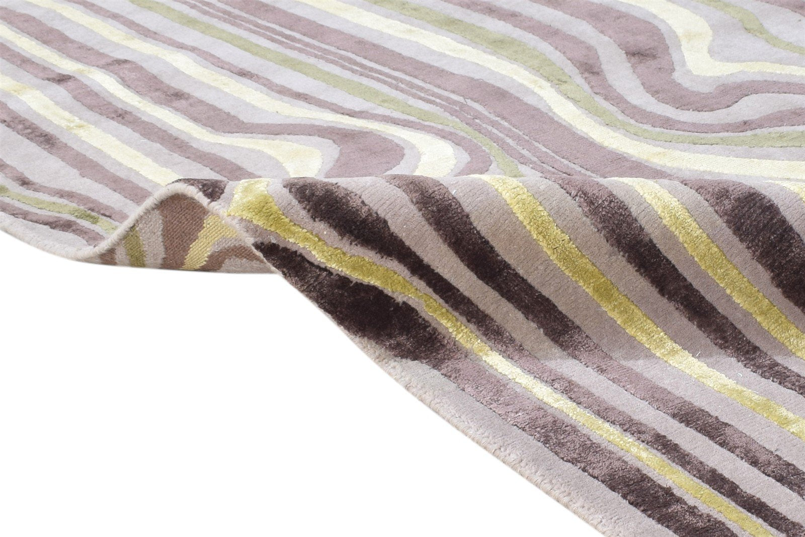 Grey Wool / Silk Rug 6X9 Modern Hand Knotted American Swirls Room Size Carpet 7865066979477