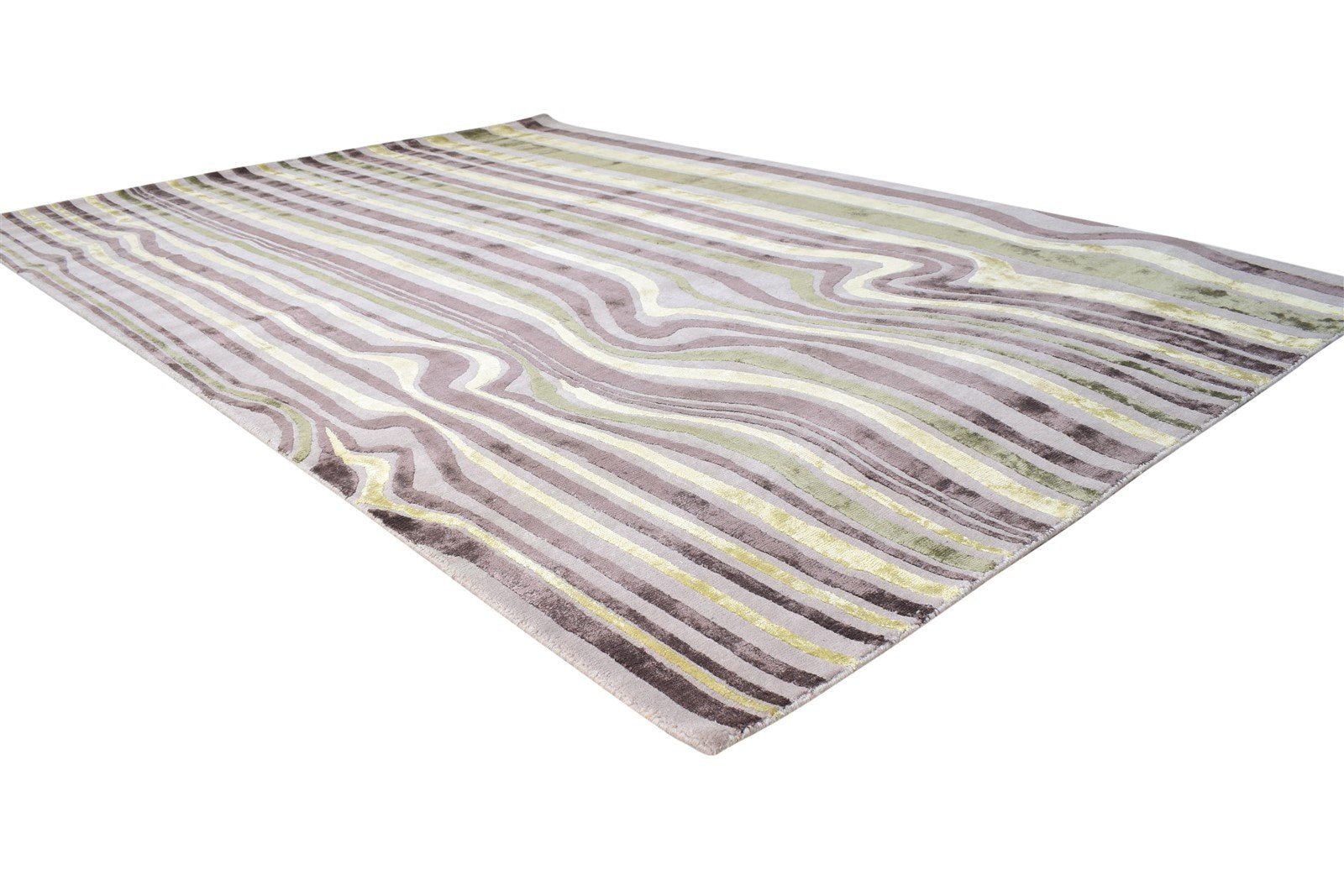 Grey Wool / Silk Rug 6X9 Modern Hand Knotted American Swirls Room Size Carpet 7865066979477