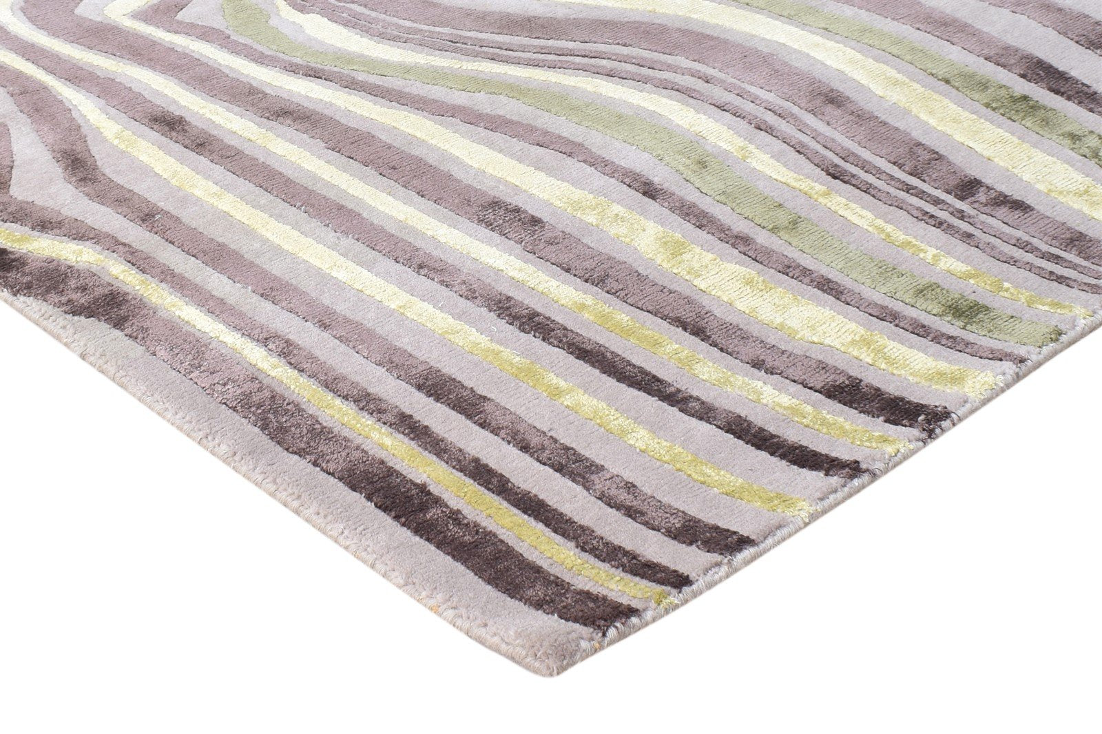 Grey Wool / Silk Rug 6X9 Modern Hand Knotted American Swirls Room Size Carpet 7865066979477