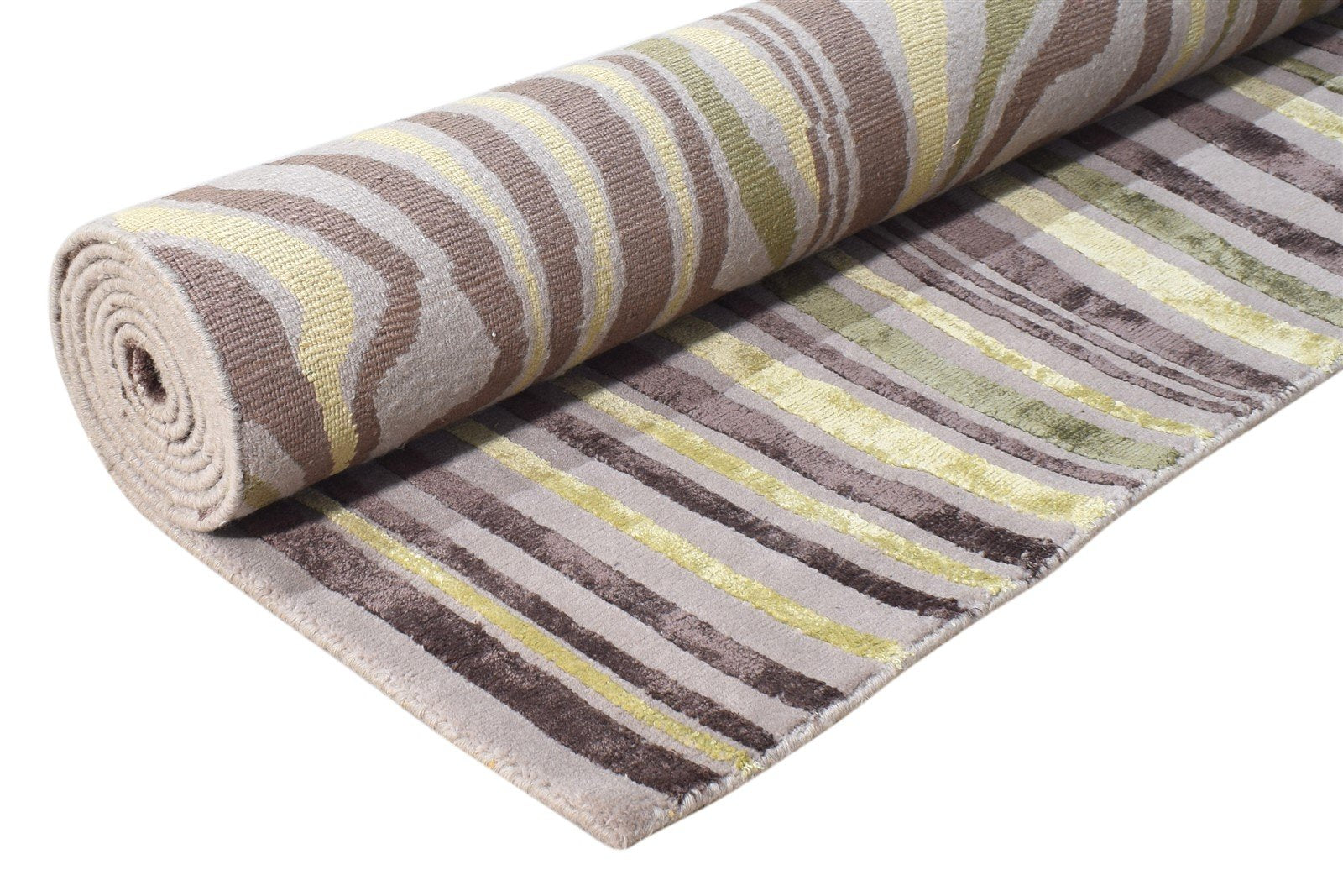 Grey Wool / Silk Rug 6X9 Modern Hand Knotted American Swirls Room Size Carpet 7865066979477
