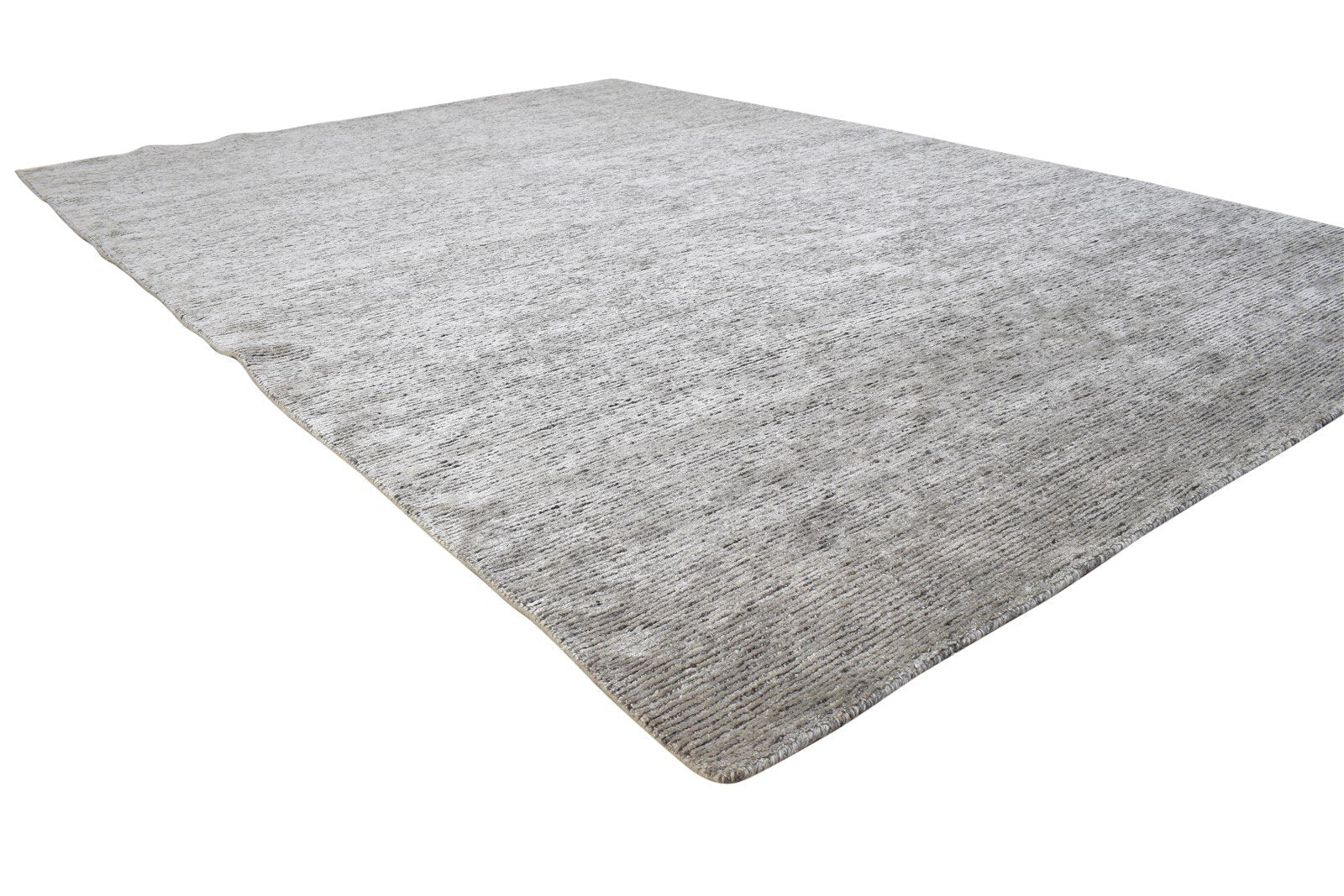 Grey Wool / Silk Rug 6X9 Modern Hand Knotted Scandinavian Solid Large Carpet 7864172904597