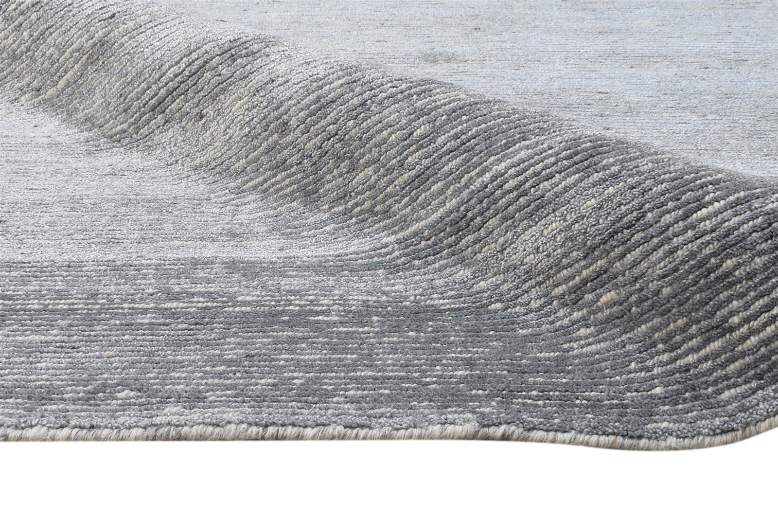 Grey Wool / Silk Rug 8X10 Modern Hand Knotted Scandinavian Solid Large Carpet 7864575885461
