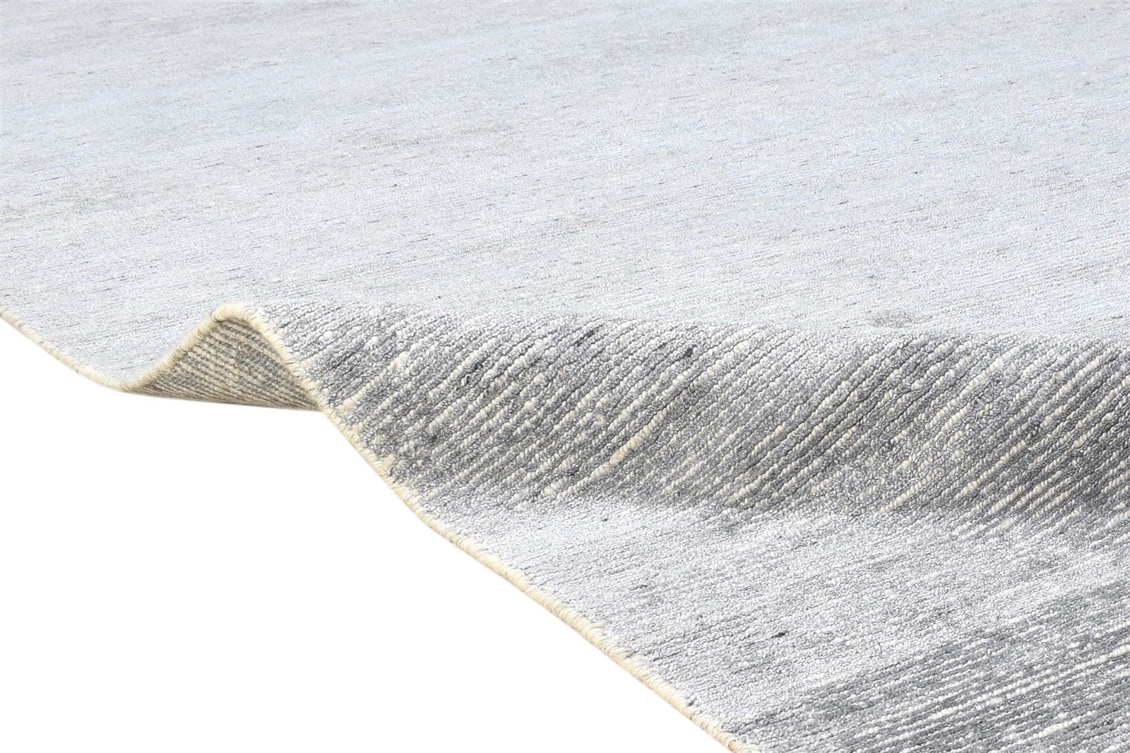 Grey Wool / Silk Rug 8X10 Modern Hand Knotted Scandinavian Solid Large Carpet 7864575885461