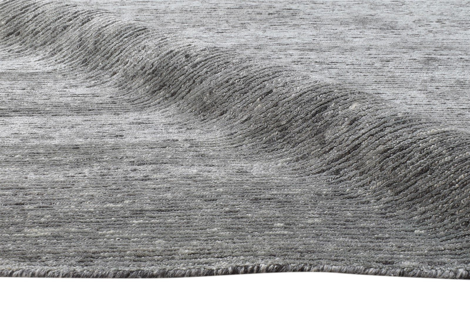 Grey Wool / Silk Rug 8X10 Modern Hand Knotted Scandinavian Solid Large Carpet 7864576999573