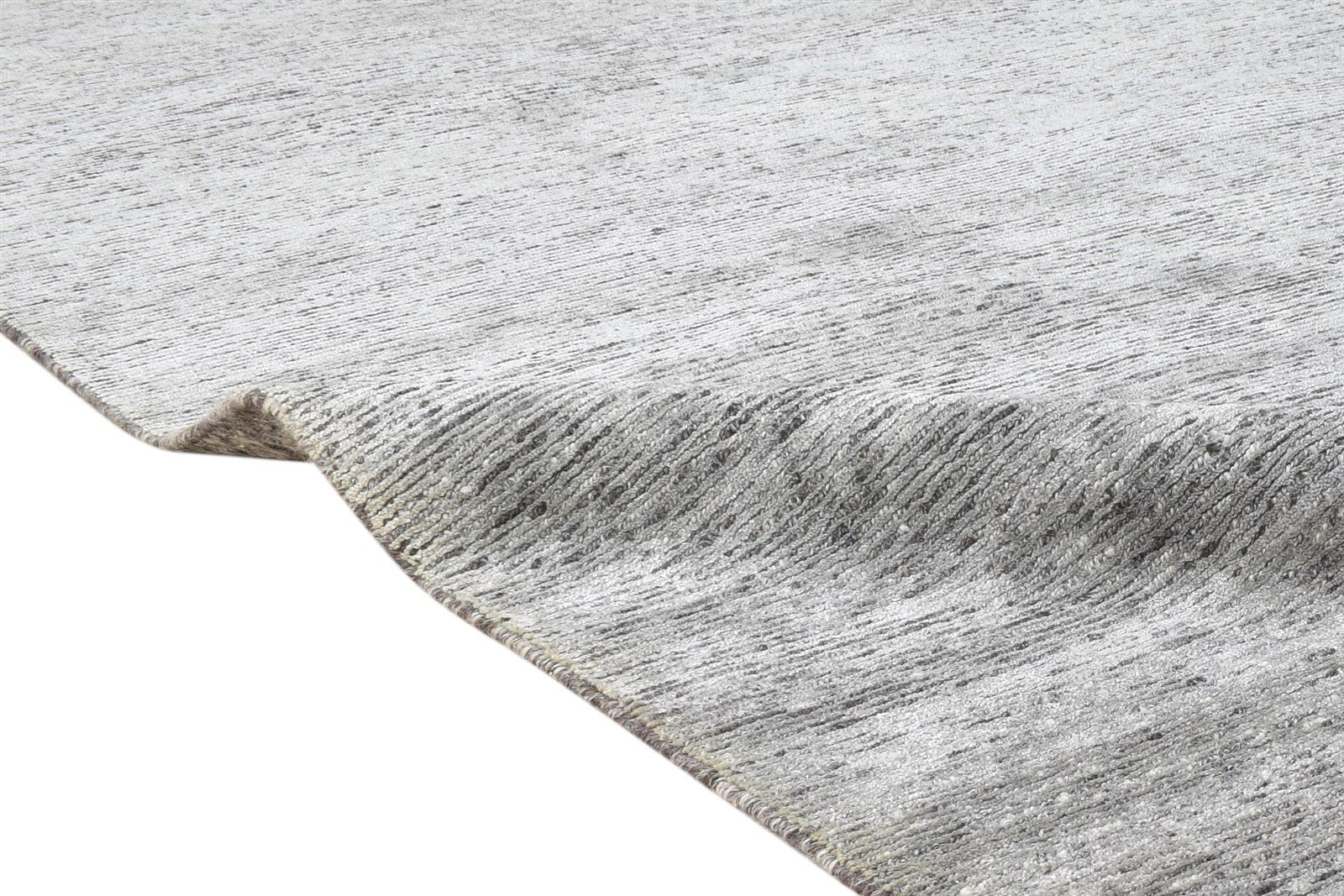 Grey Wool / Silk Rug 8X10 Modern Hand Knotted Scandinavian Solid Large Carpet 7864576999573