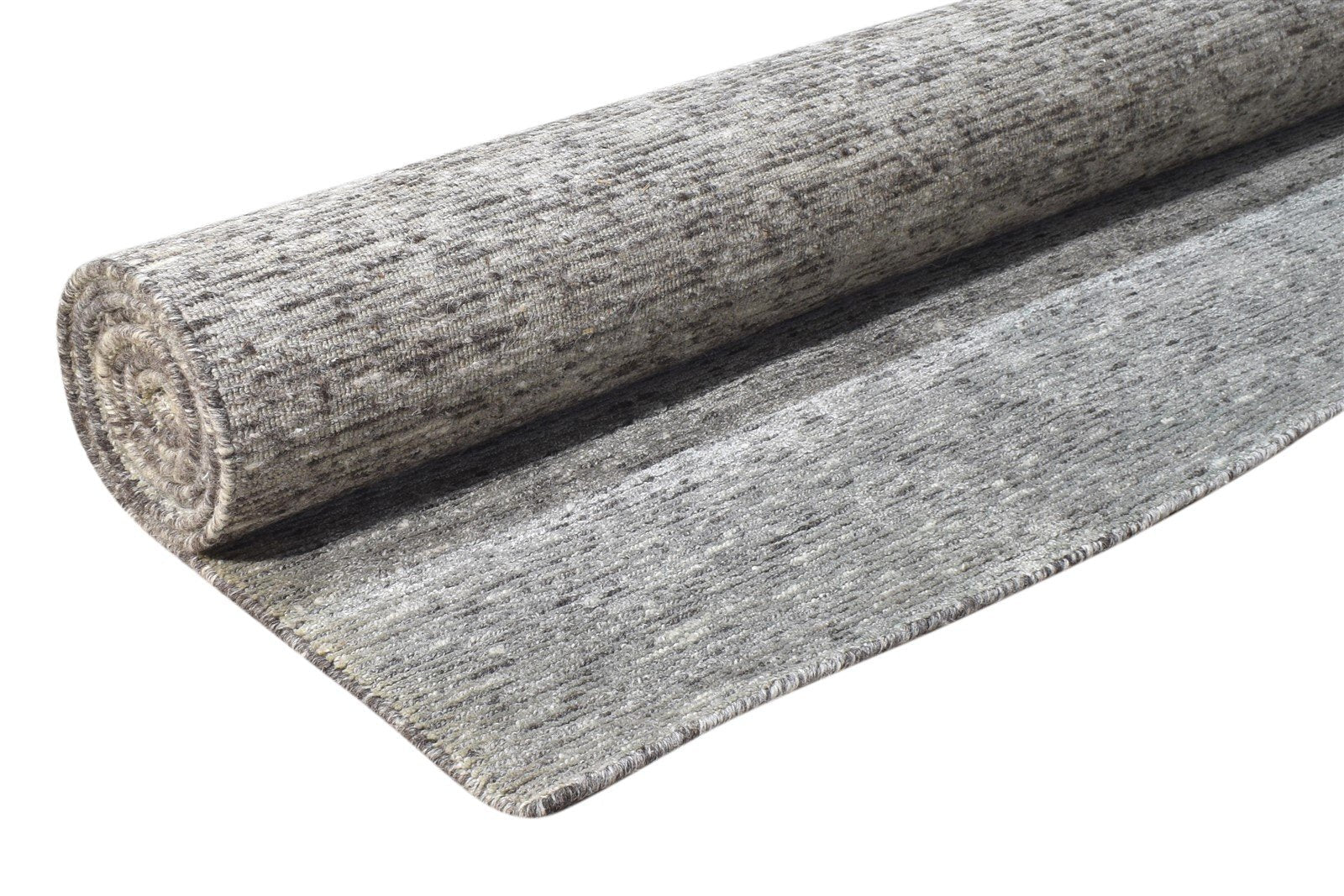 Grey Wool / Silk Rug 8X10 Modern Hand Knotted Scandinavian Solid Large Carpet 7864576999573
