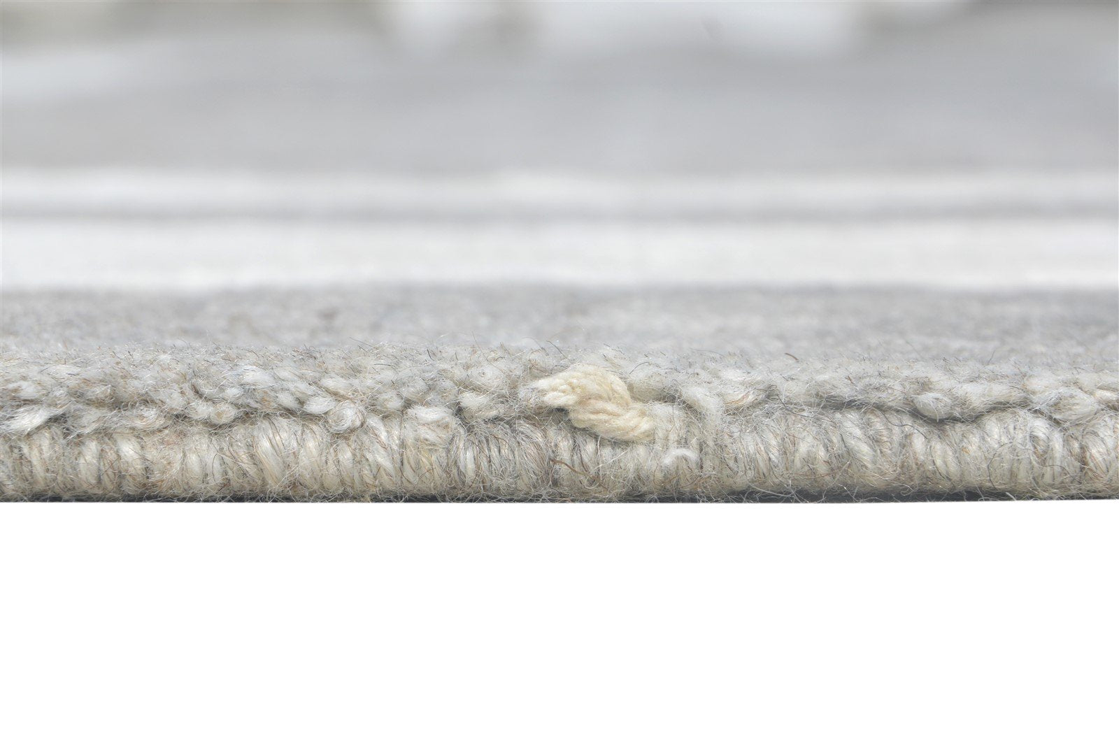 Grey Wool / Silk Rug 8X4 Modern Hand Knotted Scandinavian Bordered Large Carpet 7864572117141