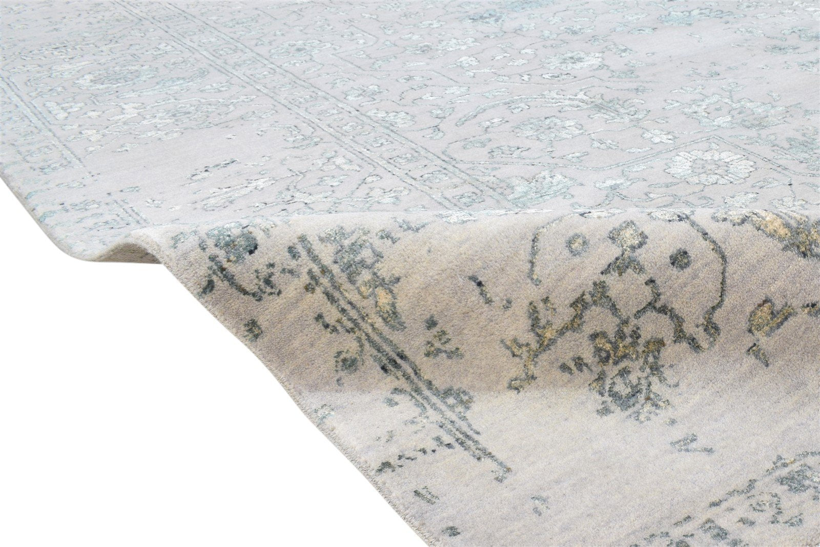 Grey Wool / Silk Rug 9X12 Modern Hand Knotted Oriental Abstract Extra Large 7864607998101