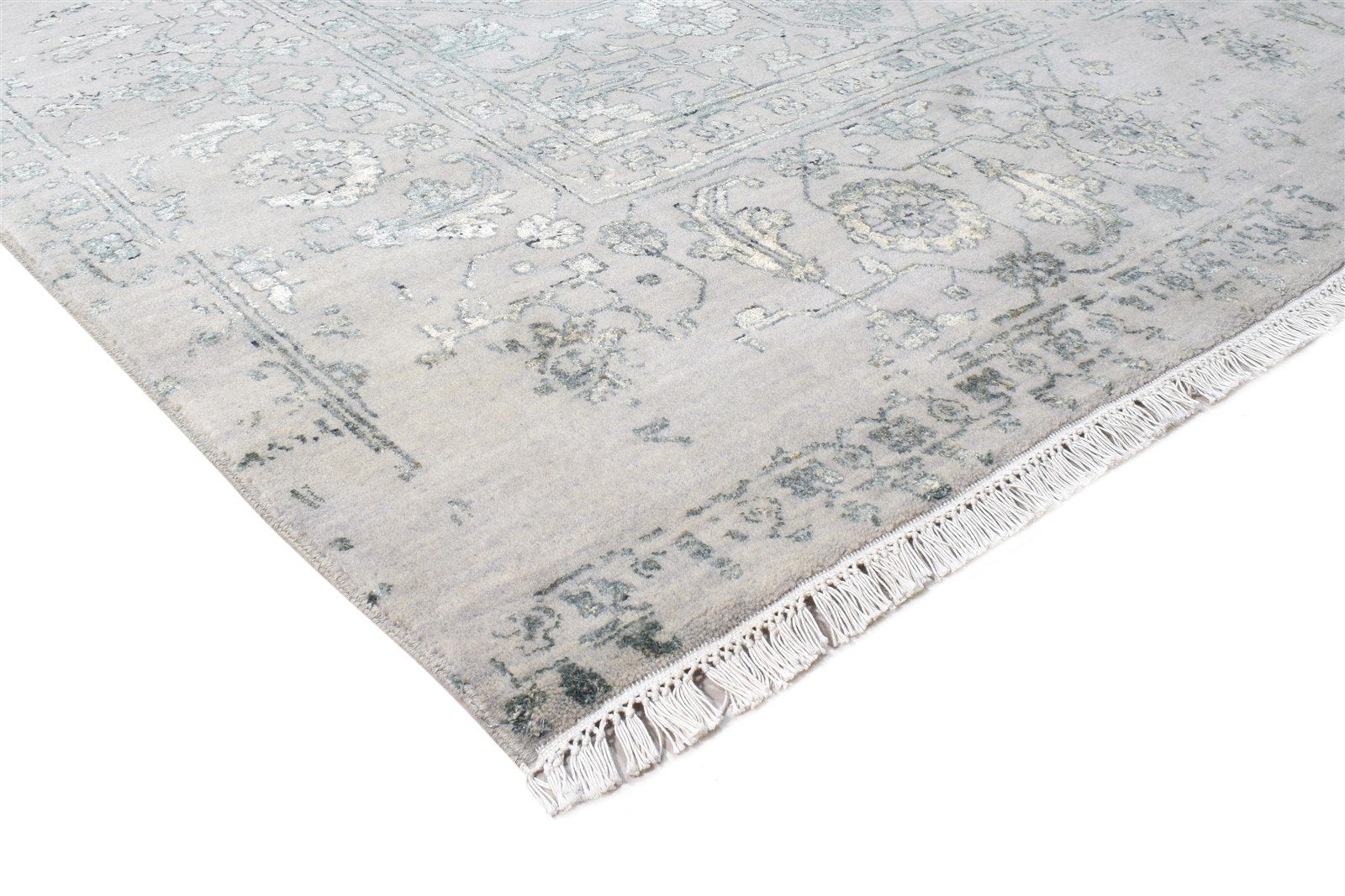 Grey Wool / Silk Rug 9X12 Modern Hand Knotted Oriental Abstract Extra Large 7864607998101