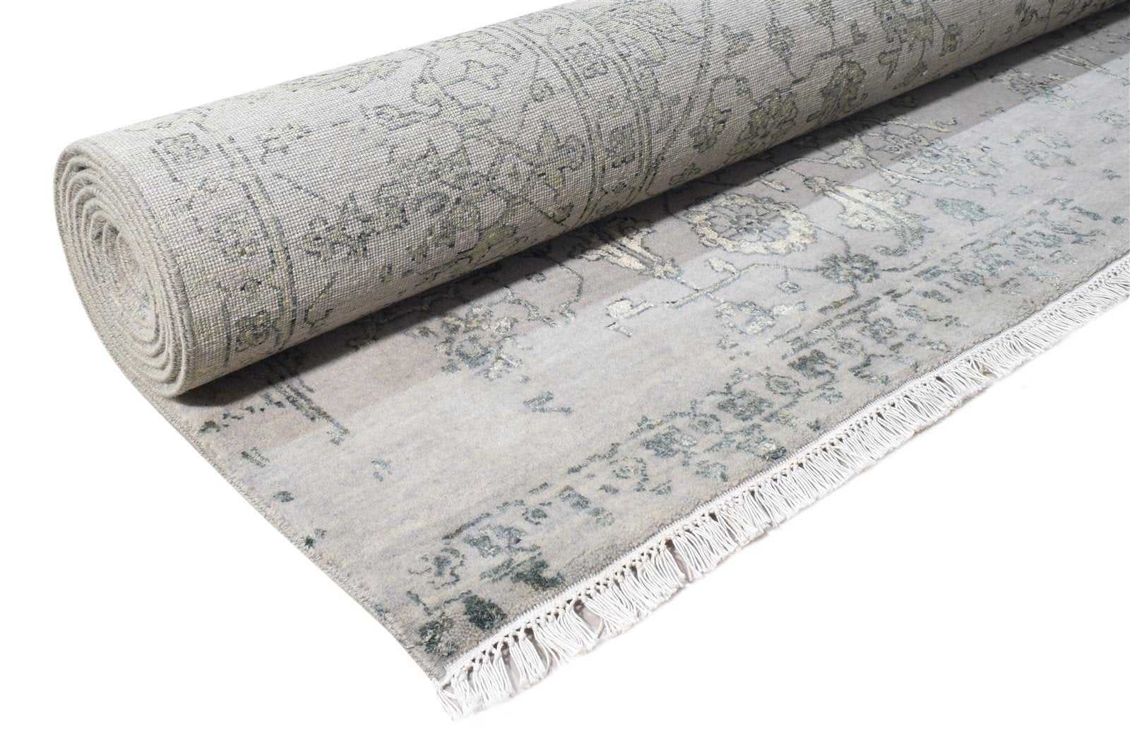 Grey Wool / Silk Rug 9X12 Modern Hand Knotted Oriental Abstract Extra Large 7864607998101