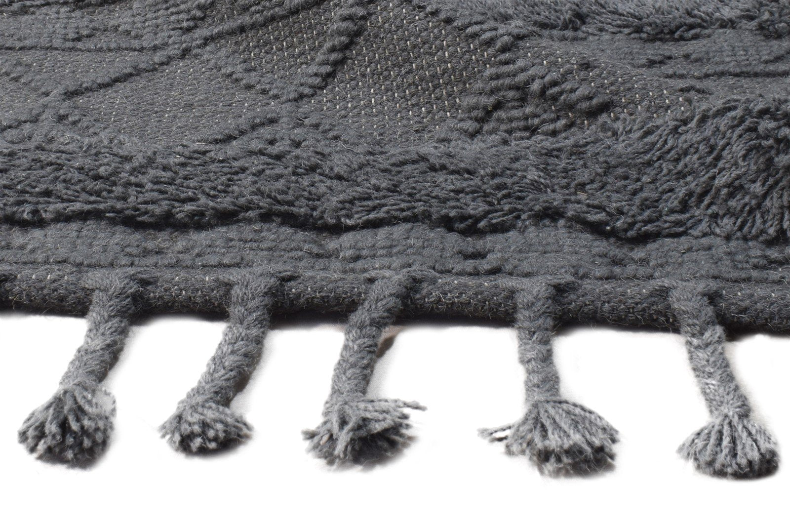 Hand-Hooked Charcoal Wool Rug 2' X 3' Modern Moroccan Modern Small Carpet 7865138872469