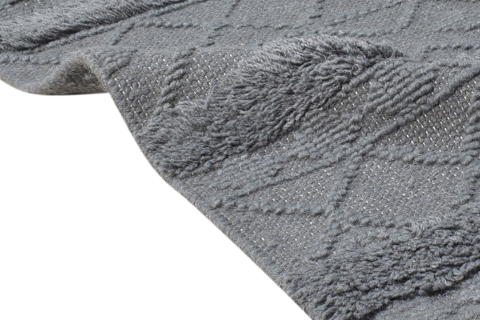 Hand-Hooked Charcoal Wool Rug 2' X 3' Modern Moroccan Modern Small Carpet 7865138872469