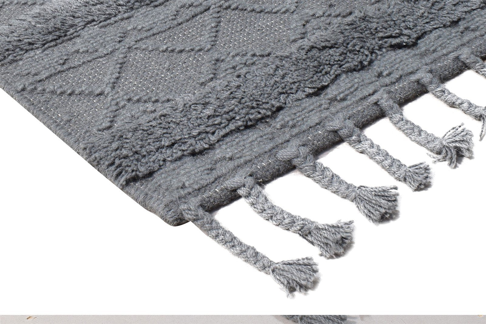 Hand-Hooked Charcoal Wool Rug 2' X 3' Modern Moroccan Modern Small Carpet 7865138872469