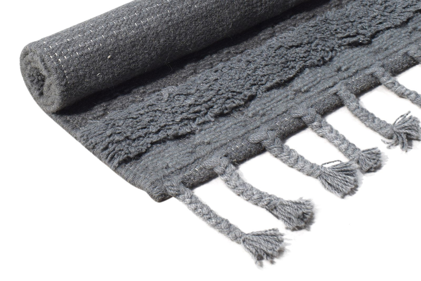 Hand-Hooked Charcoal Wool Rug 2' X 3' Modern Moroccan Modern Small Carpet 7865138872469