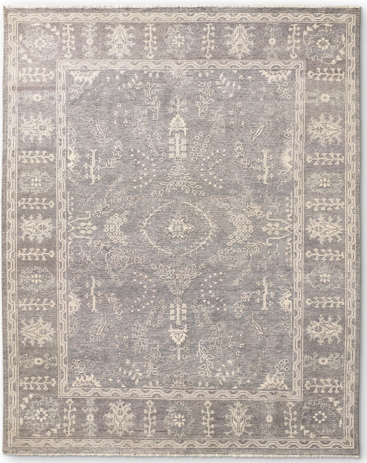 Hand Knot Rug Filoli Grey Wool Rug, Persian Sharouk Rug, Oriental Carpet 8613895143573