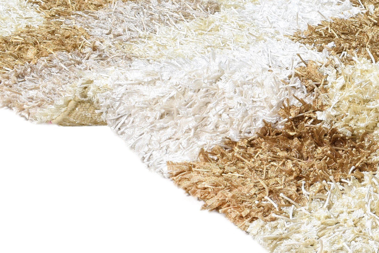 Hand Knotted Beige Polyester Rug 5' X 6' Shag Indian Modern Room Size Carpet 7865129435285